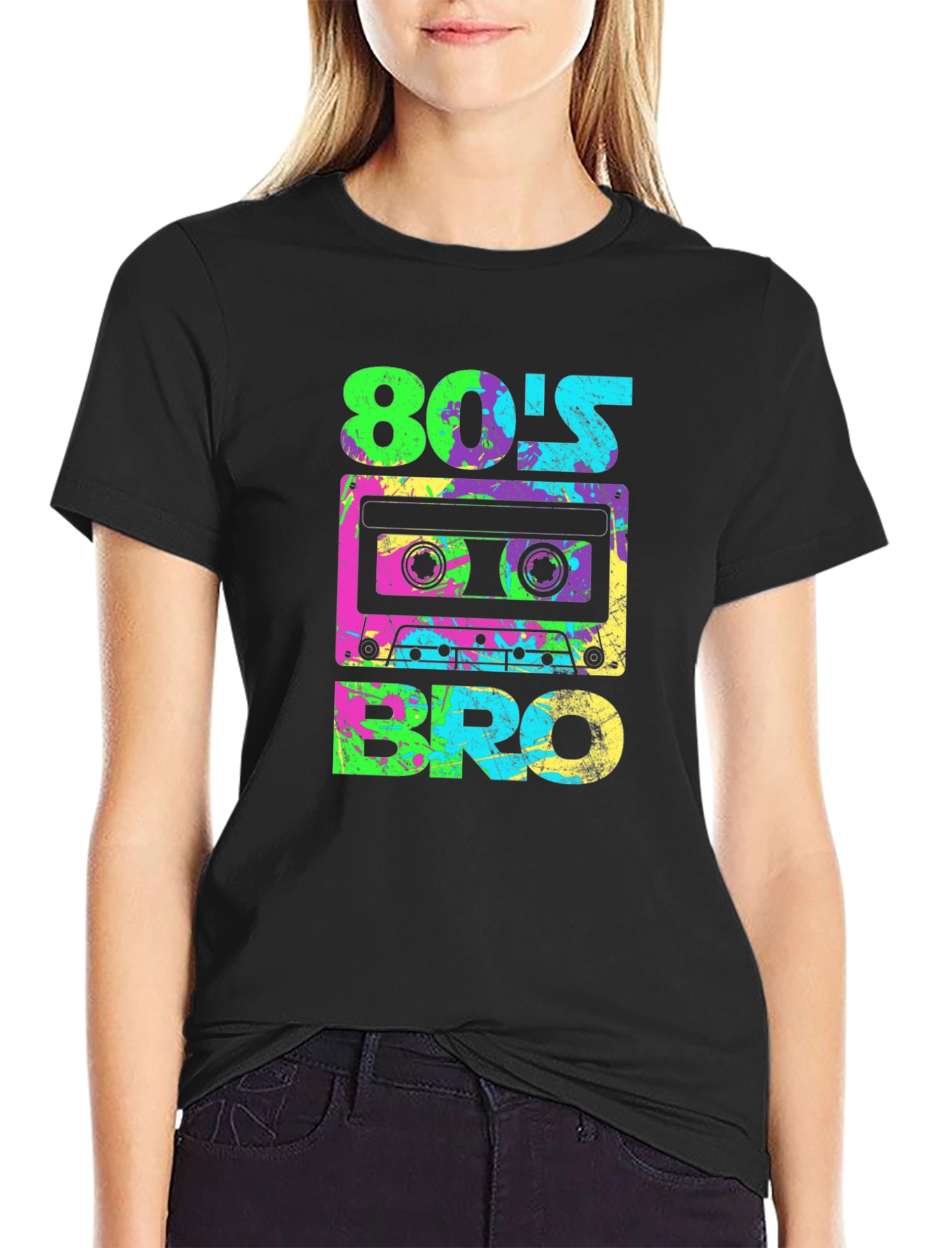 Retro 80s Bro Graphic Tee - Cassette Tape Design
