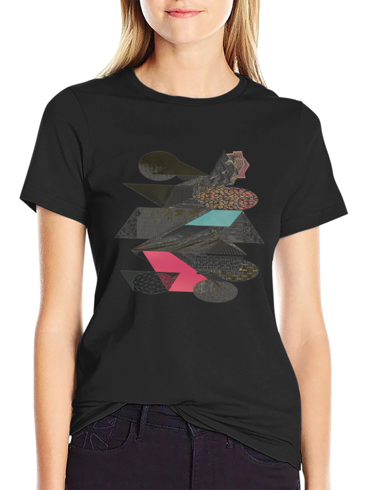 Geometric Graphic Print Tee - Modern Black T-Shirt
