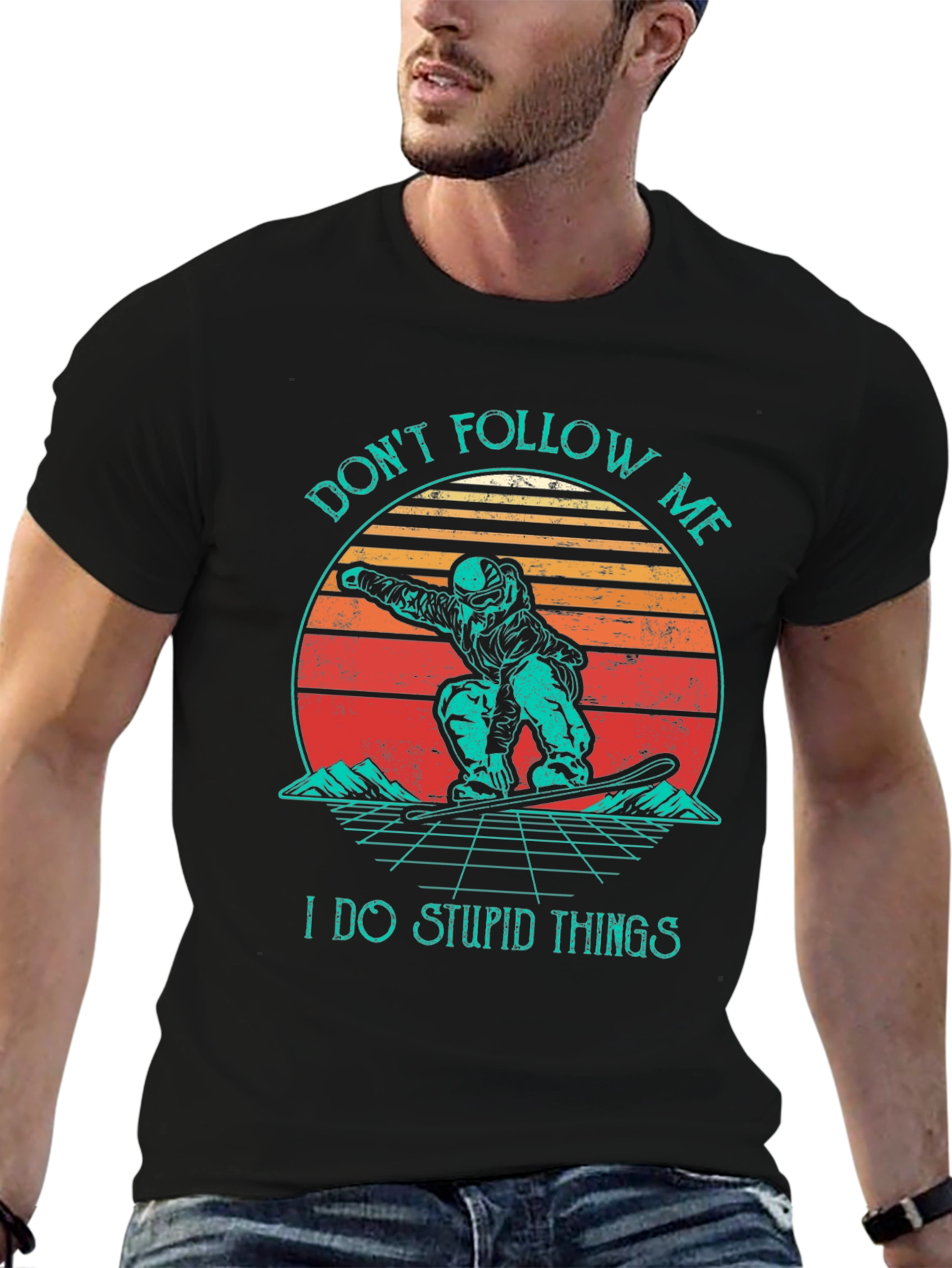 Dont Follow Me T-Shirt Retro Snowboarder Tee