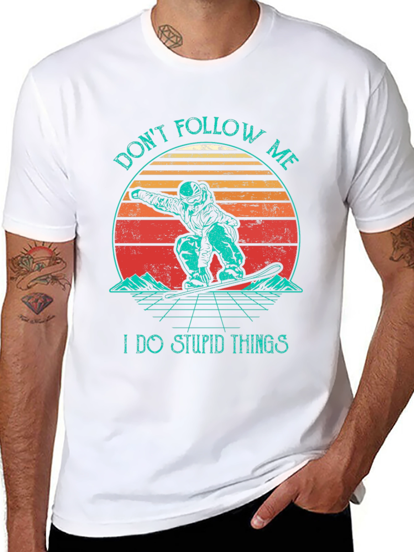 Dont Follow Me T-Shirt Retro Snowboarder Tee