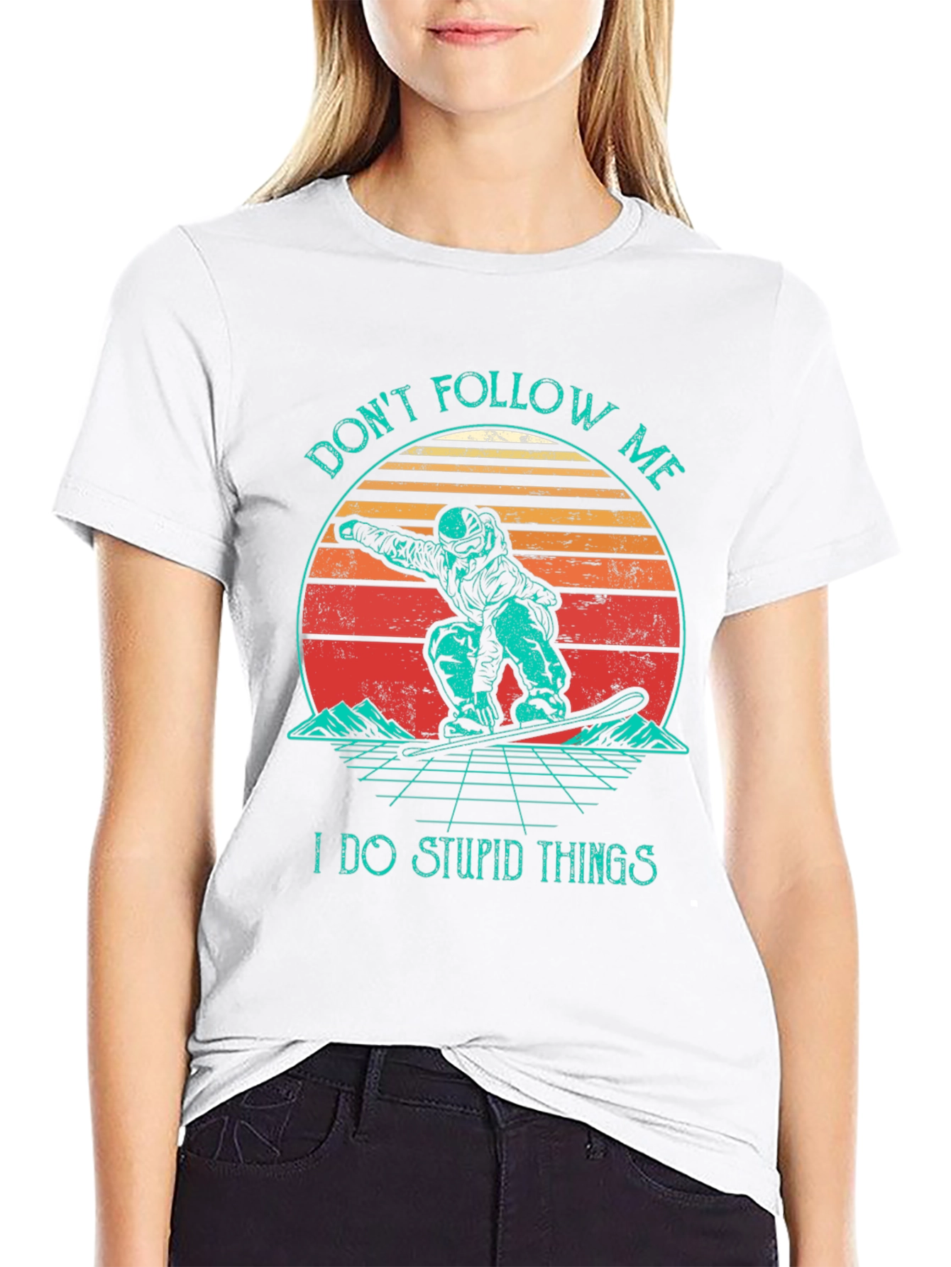 Dont Follow Me T-Shirt Retro Snowboarder Tee