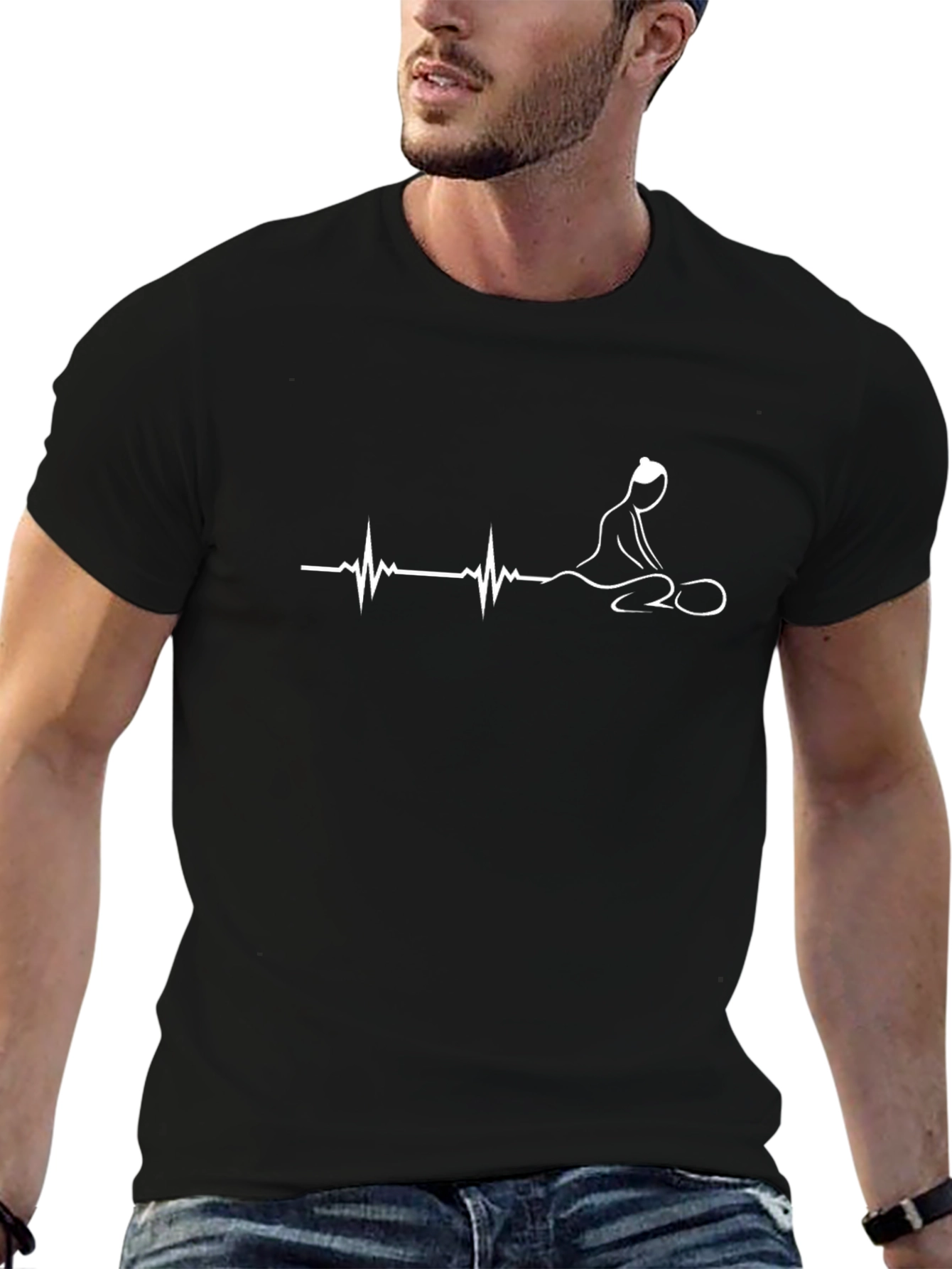 Yoga Heartbeat Tee - Black Cotton Blend
