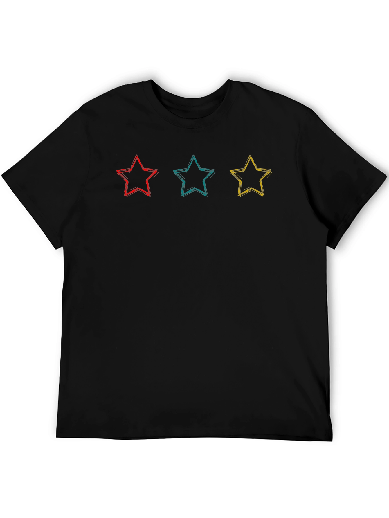 Star Scribble Tee - Black Cotton Casual