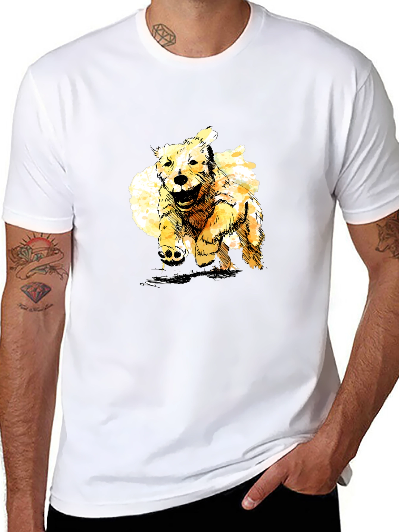Golden Retriever Sketch Black T-Shirt