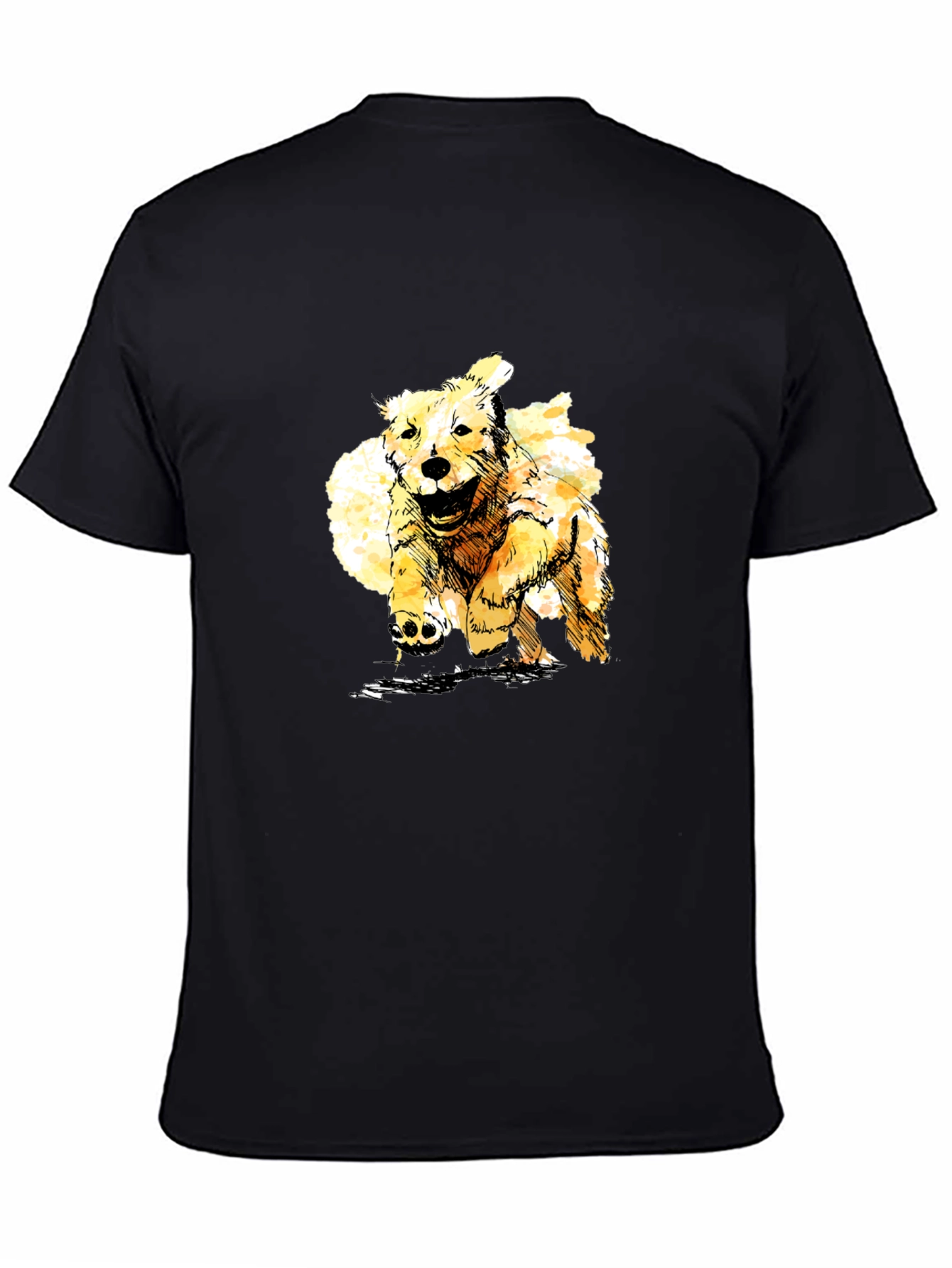 Golden Retriever Sketch Black T-Shirt