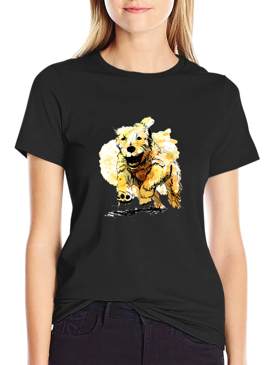 Golden Retriever Sketch Black T-Shirt