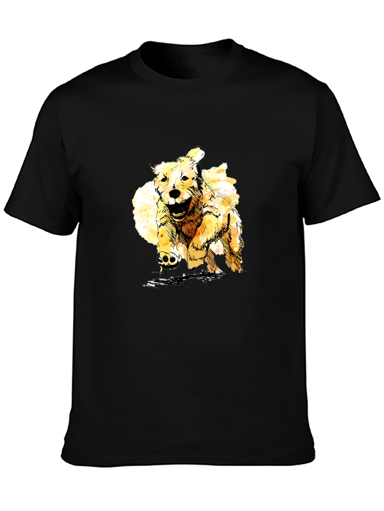 Golden Retriever Sketch Black T-Shirt