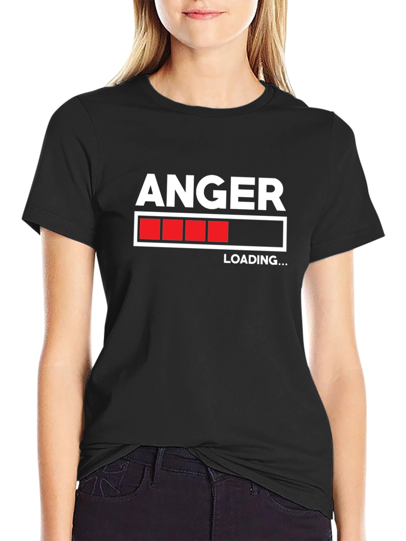 Anger Loading Black T-Shirt Funny Graphic Tee