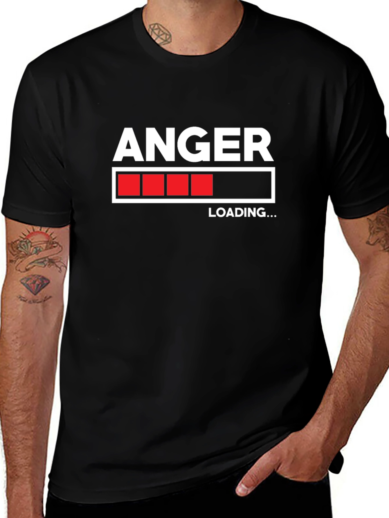 Anger Loading Black T-Shirt Funny Graphic Tee
