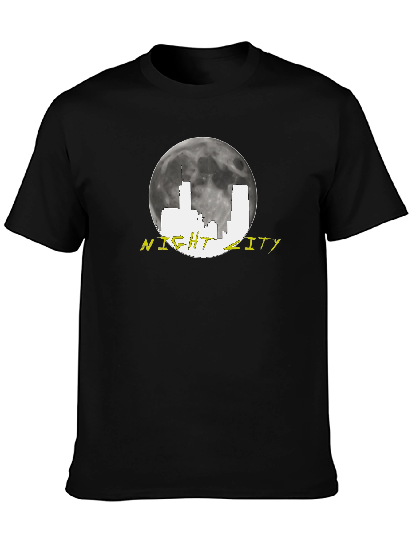 Night City Skyline Graphic Tee - Black