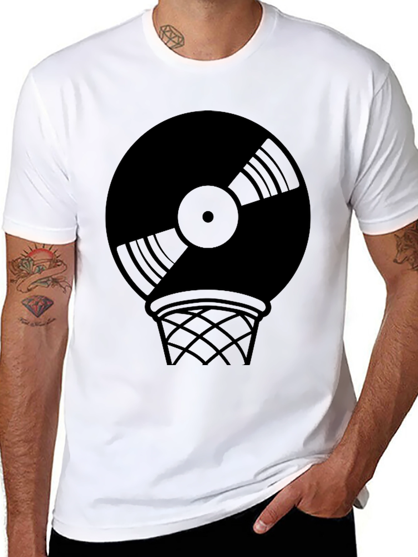 Vinyl Record Basketball Hoop Graphic Tee