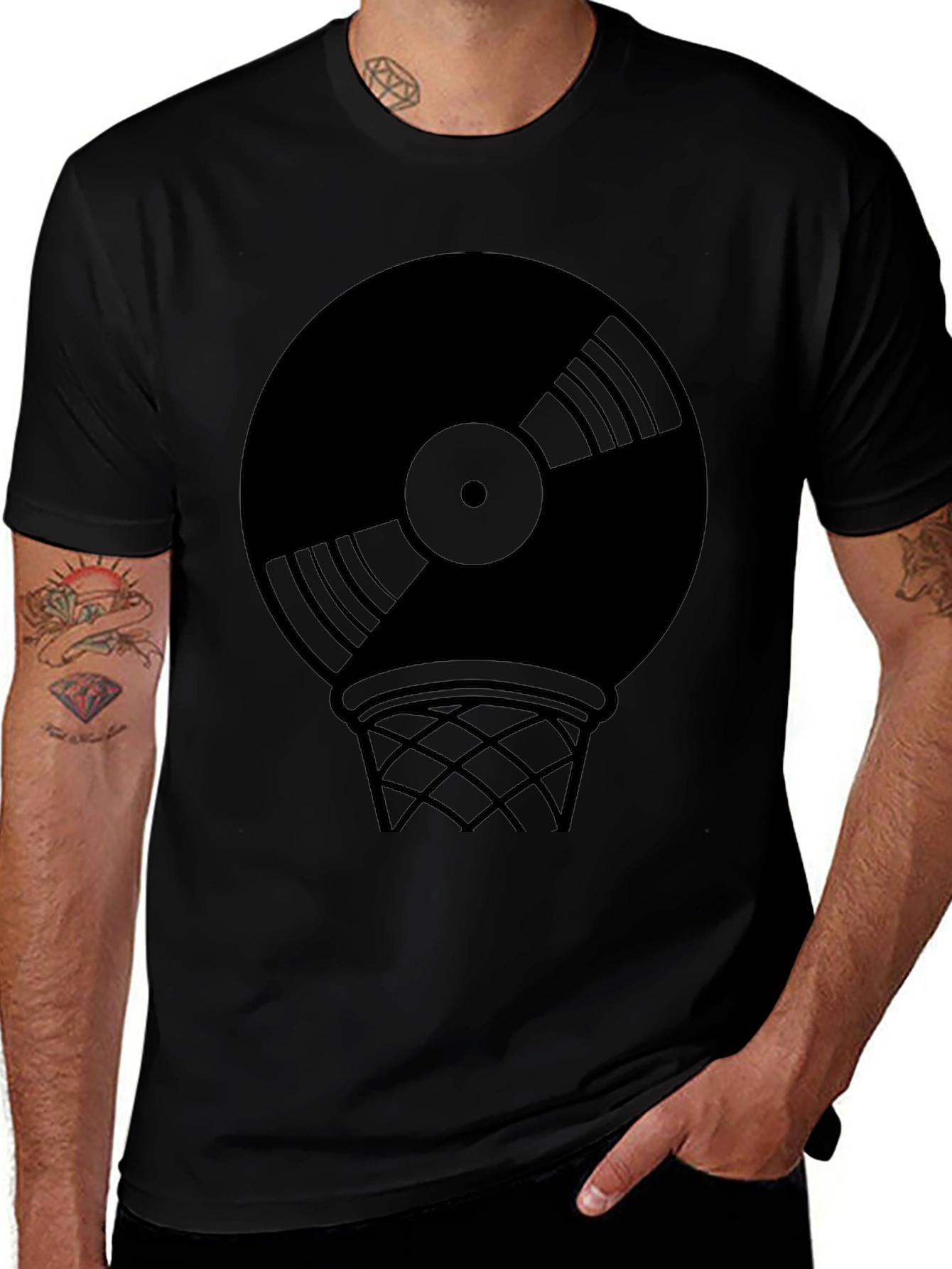 Vinyl Record Basketball Hoop Graphic Tee
