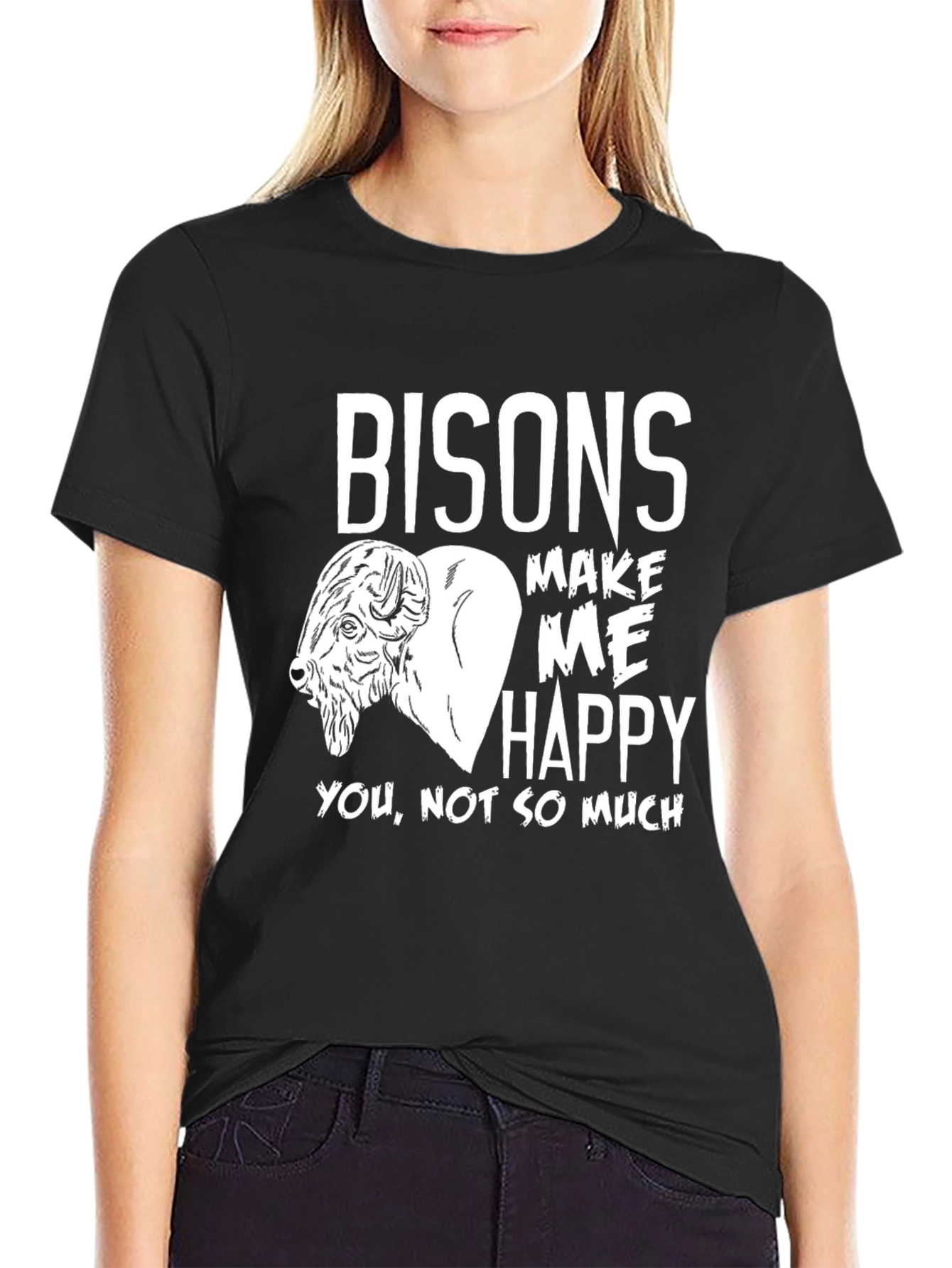 Funny Bison Lover T-Shirt - Bisons Make Me Happy