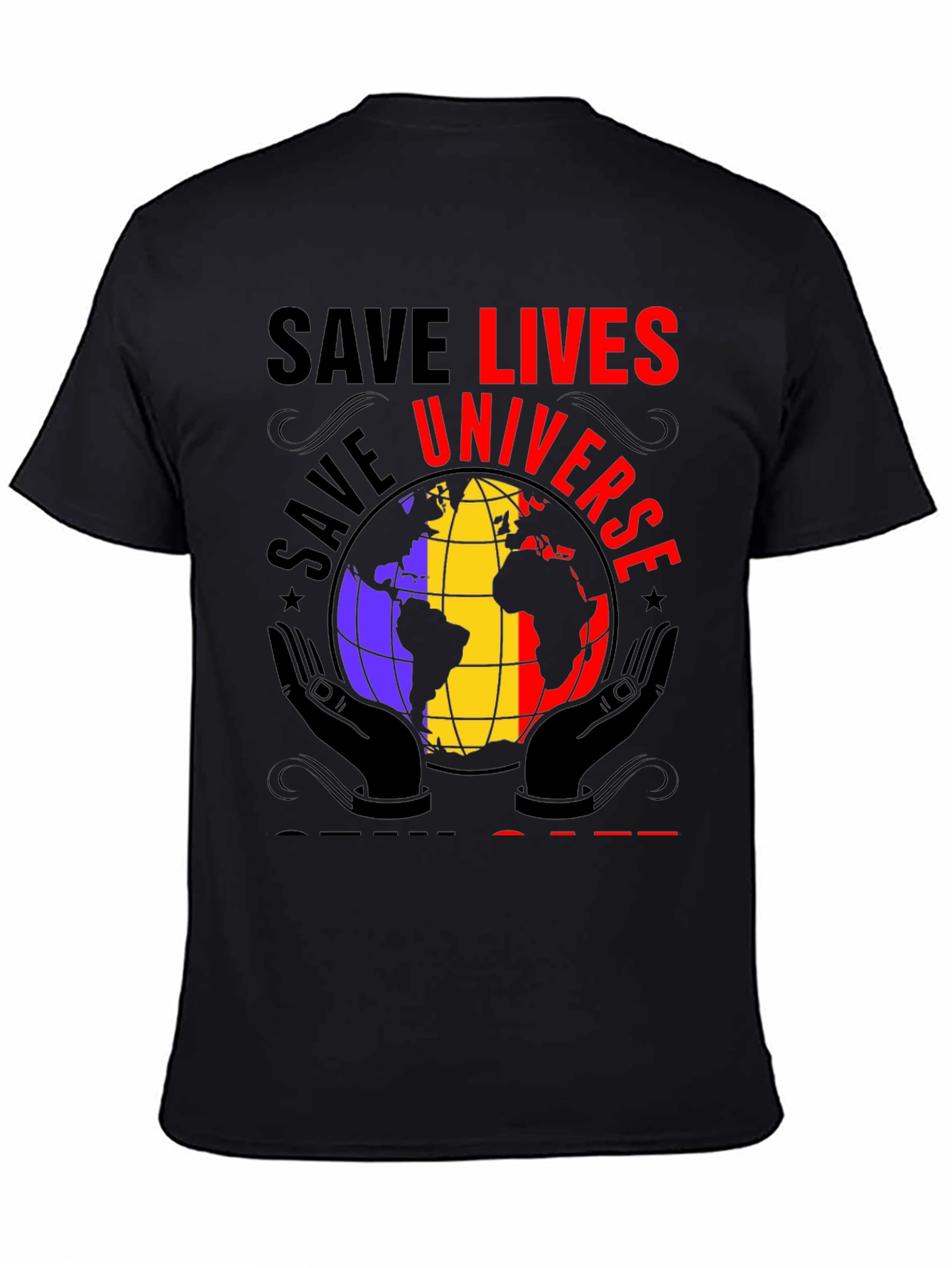 Save Lives Universe Graphic T-Shirt - Black