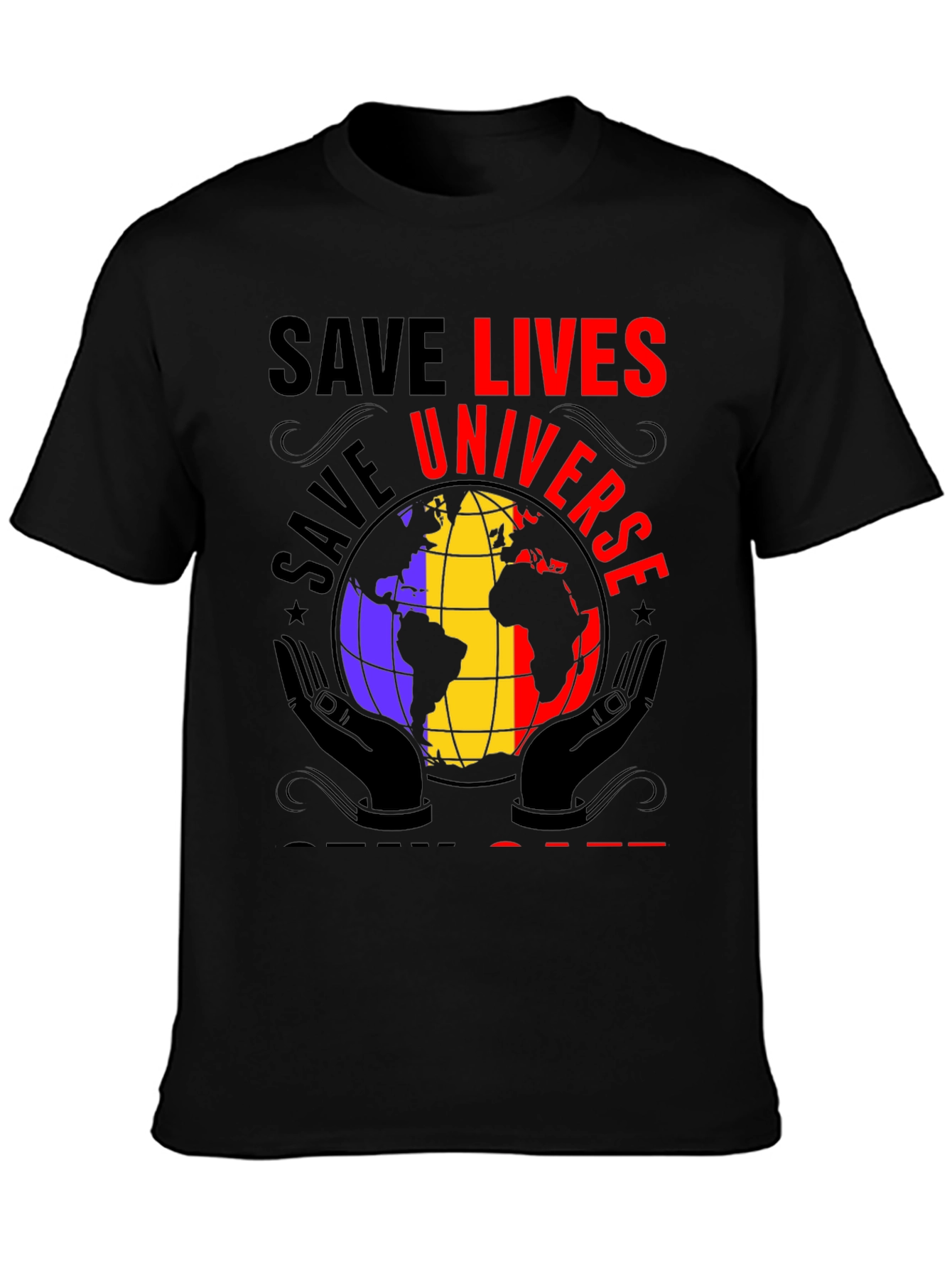 Save Lives Universe Graphic T-Shirt - Black