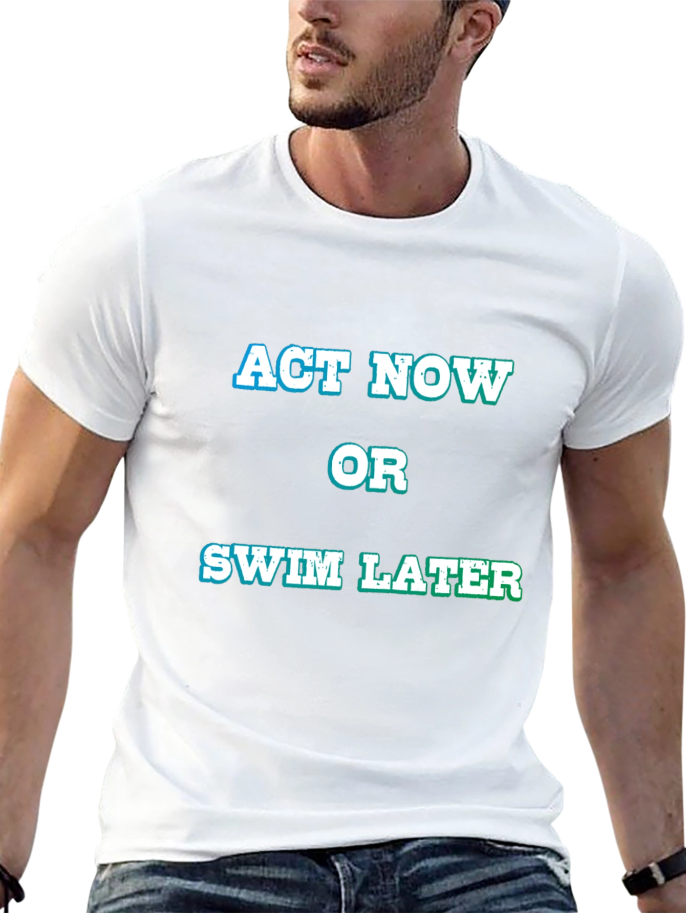 Act Now Or Swim Later Black Graphic Tee