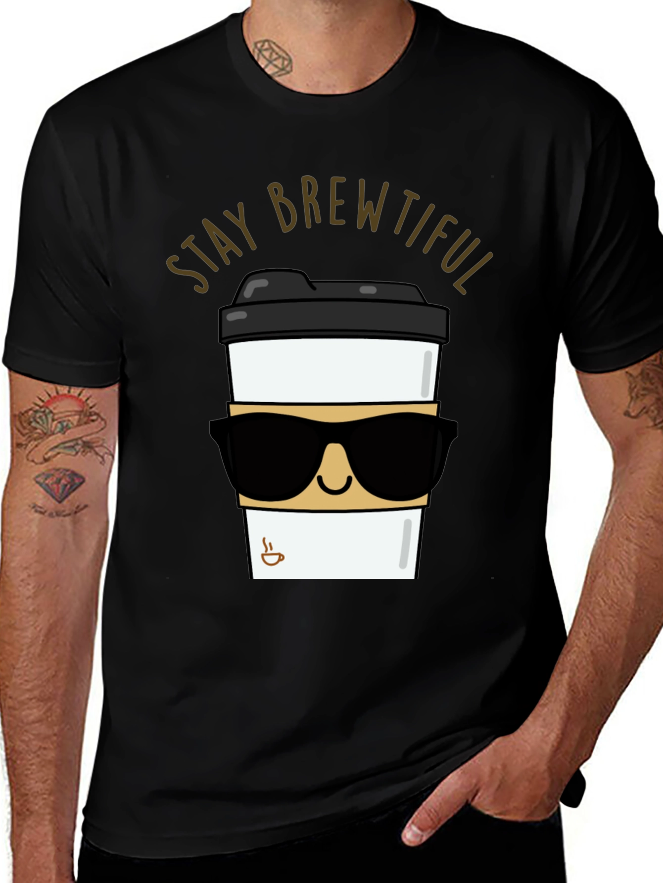 Stay Brewtiful Black T-Shirt - Coffee Lover Apparel