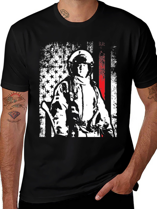 Firefighter USA Flag Graphic Tee