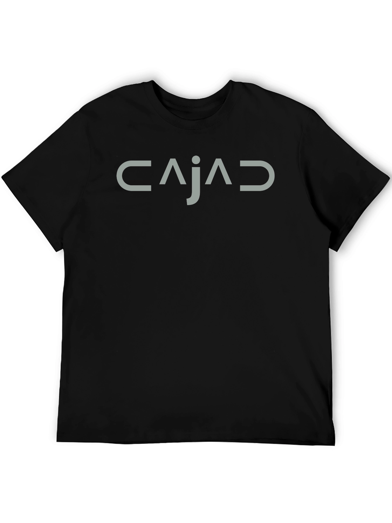 Minimalist Black T-Shirt with Gray Text Design