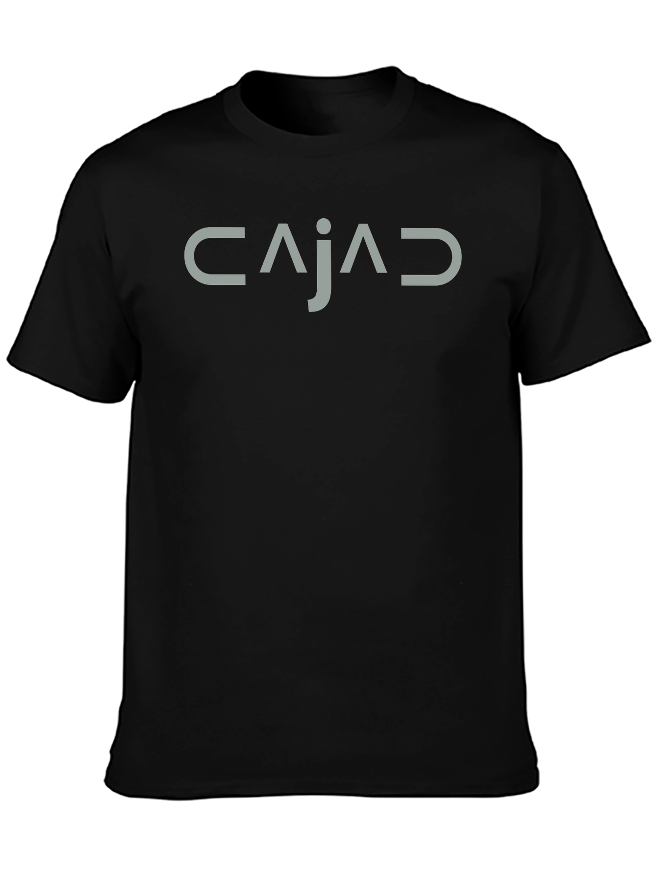 Minimalist Black T-Shirt with Gray Text Design