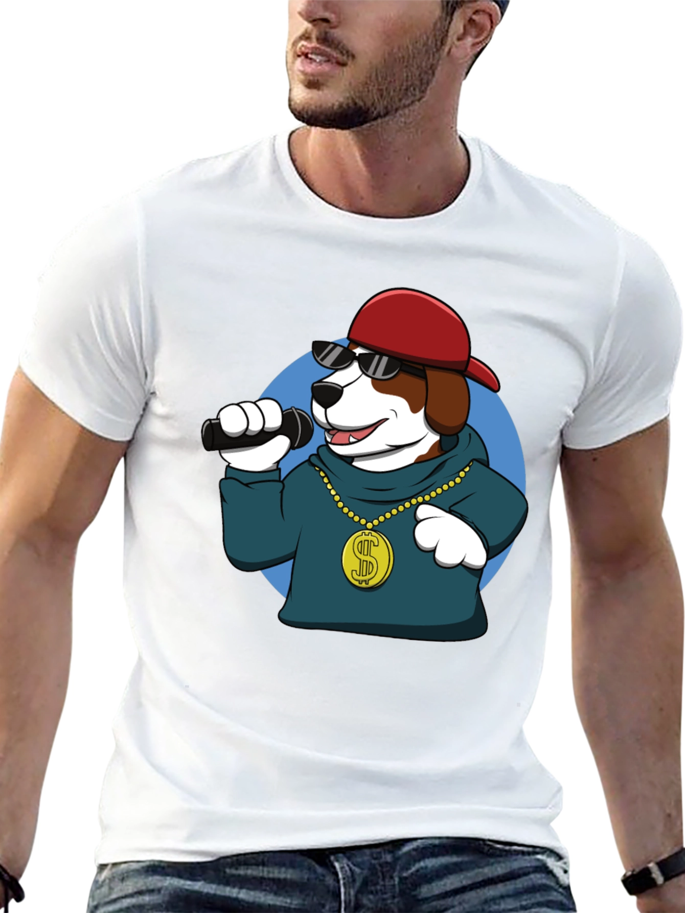Dog Rapper Graphic Tee - Cool Cartoon Dog T-Shirt