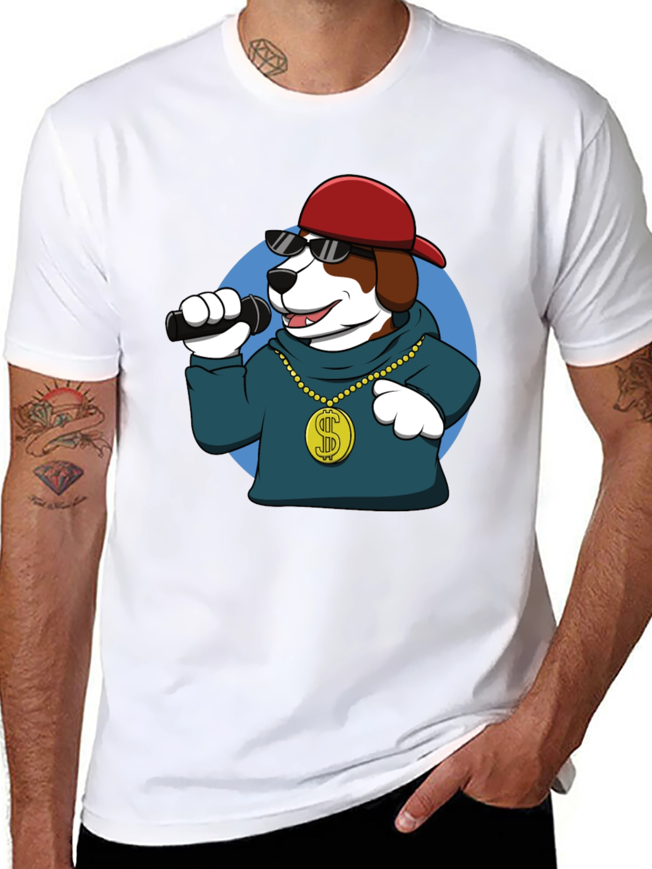 Dog Rapper Graphic Tee - Cool Cartoon Dog T-Shirt