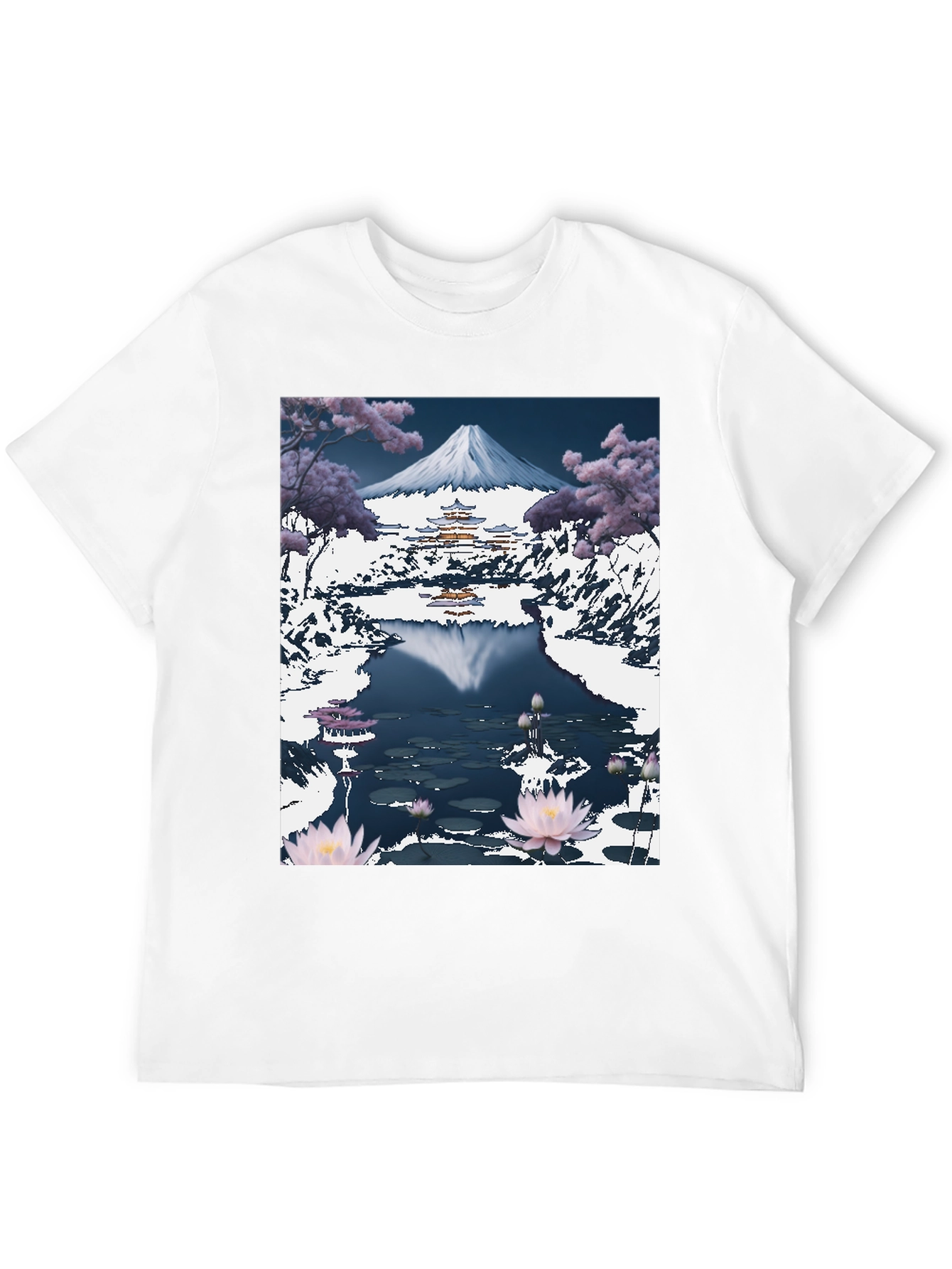 Mount Fuji Lotus Pond Graphic Tee