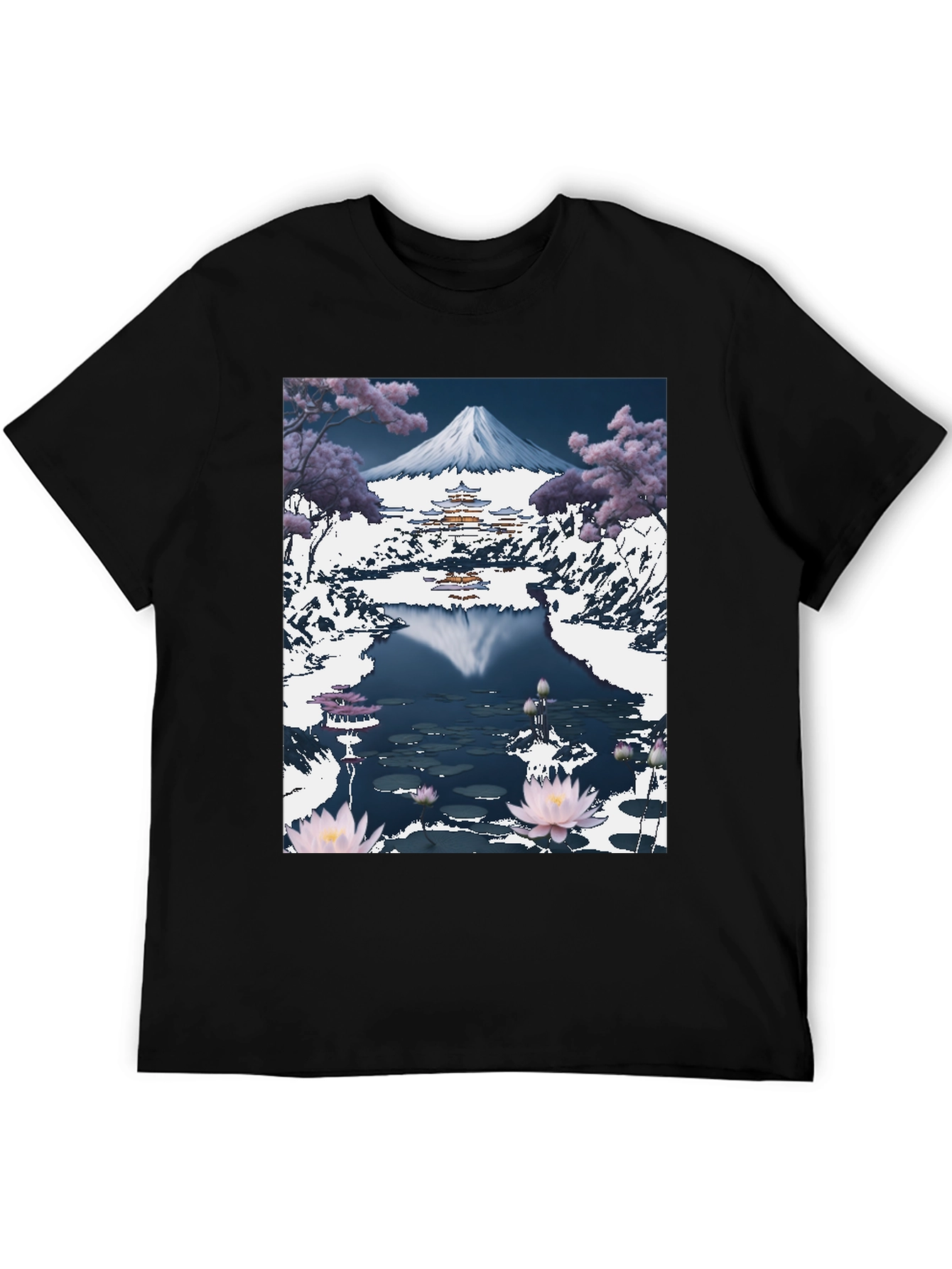 Mount Fuji Lotus Pond Graphic Tee