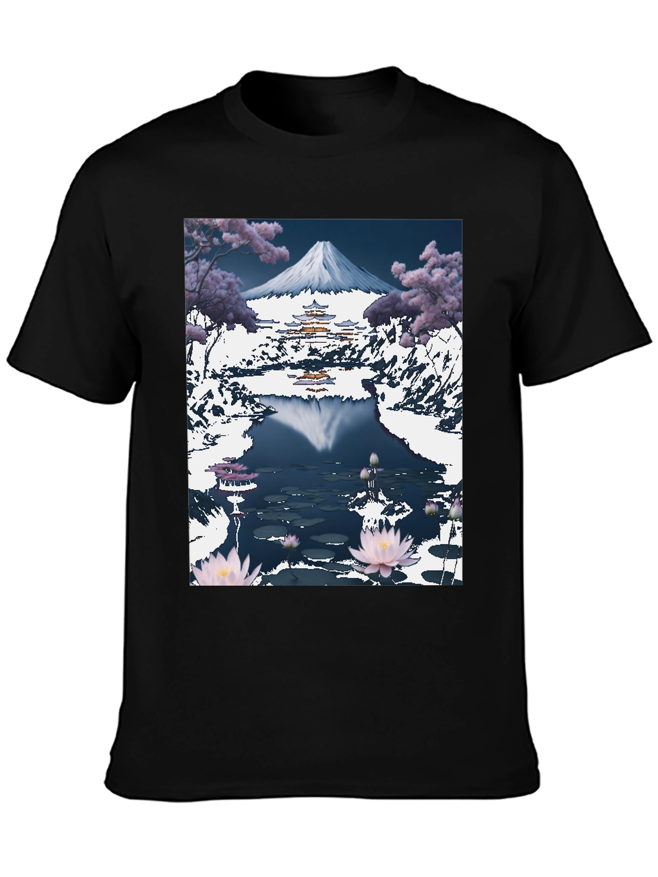 Mount Fuji Lotus Pond Graphic Tee