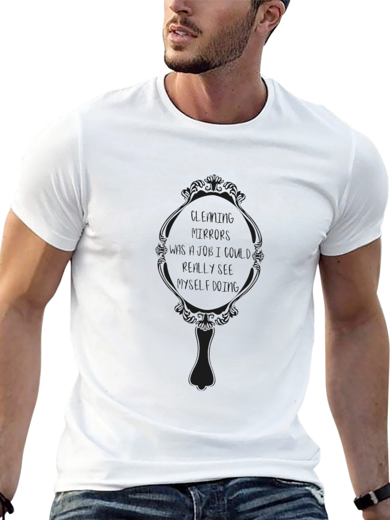 Mirror Graphic Black Tee - Unique Design