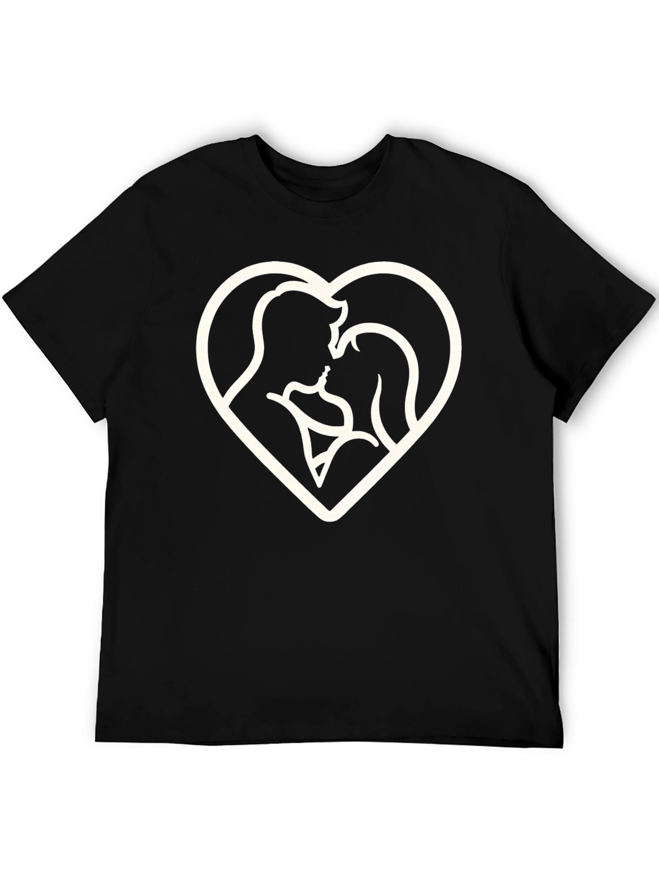 Heart Silhouette Couple Graphic Tee - Black