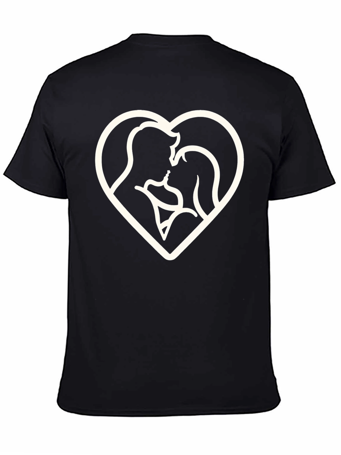 Heart Silhouette Couple Graphic Tee - Black