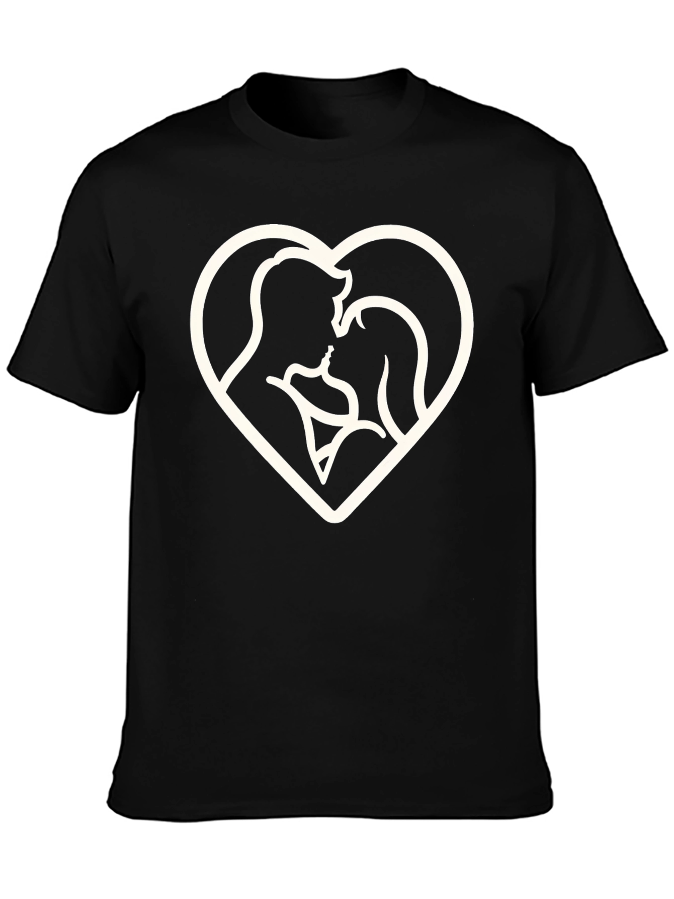 Heart Silhouette Couple Graphic Tee - Black