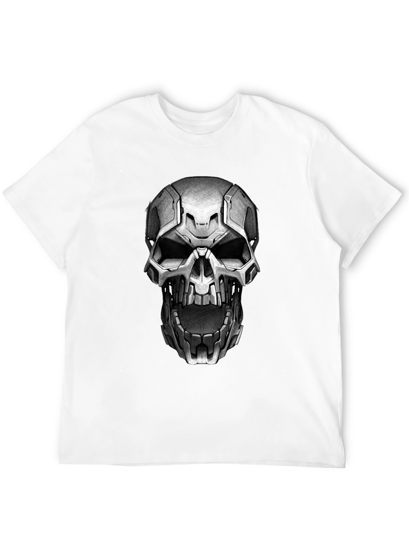 Cyber Skull Graphic Tee - Black Cotton