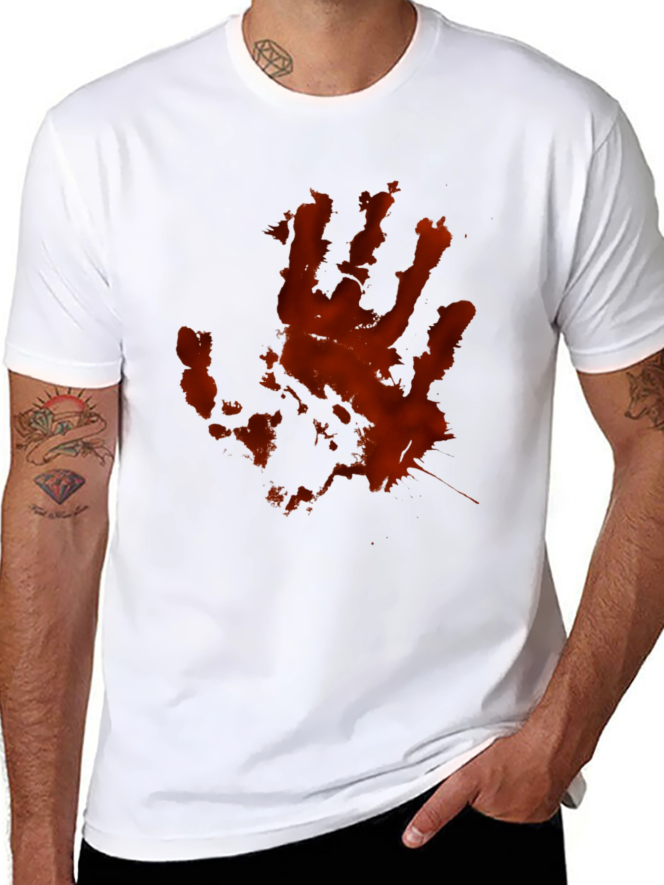 Bloody Handprint Graphic T-Shirt - Black