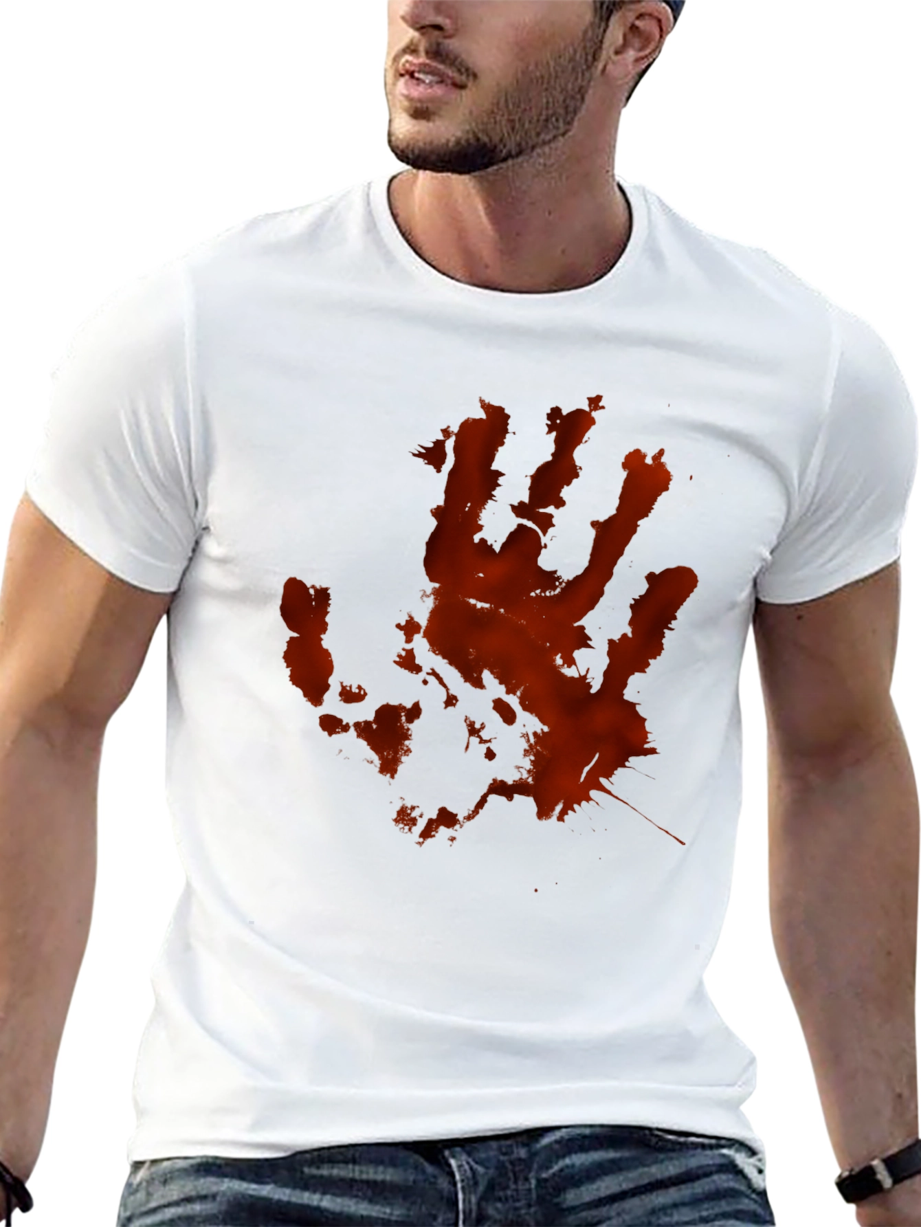 Bloody Handprint Graphic T-Shirt - Black