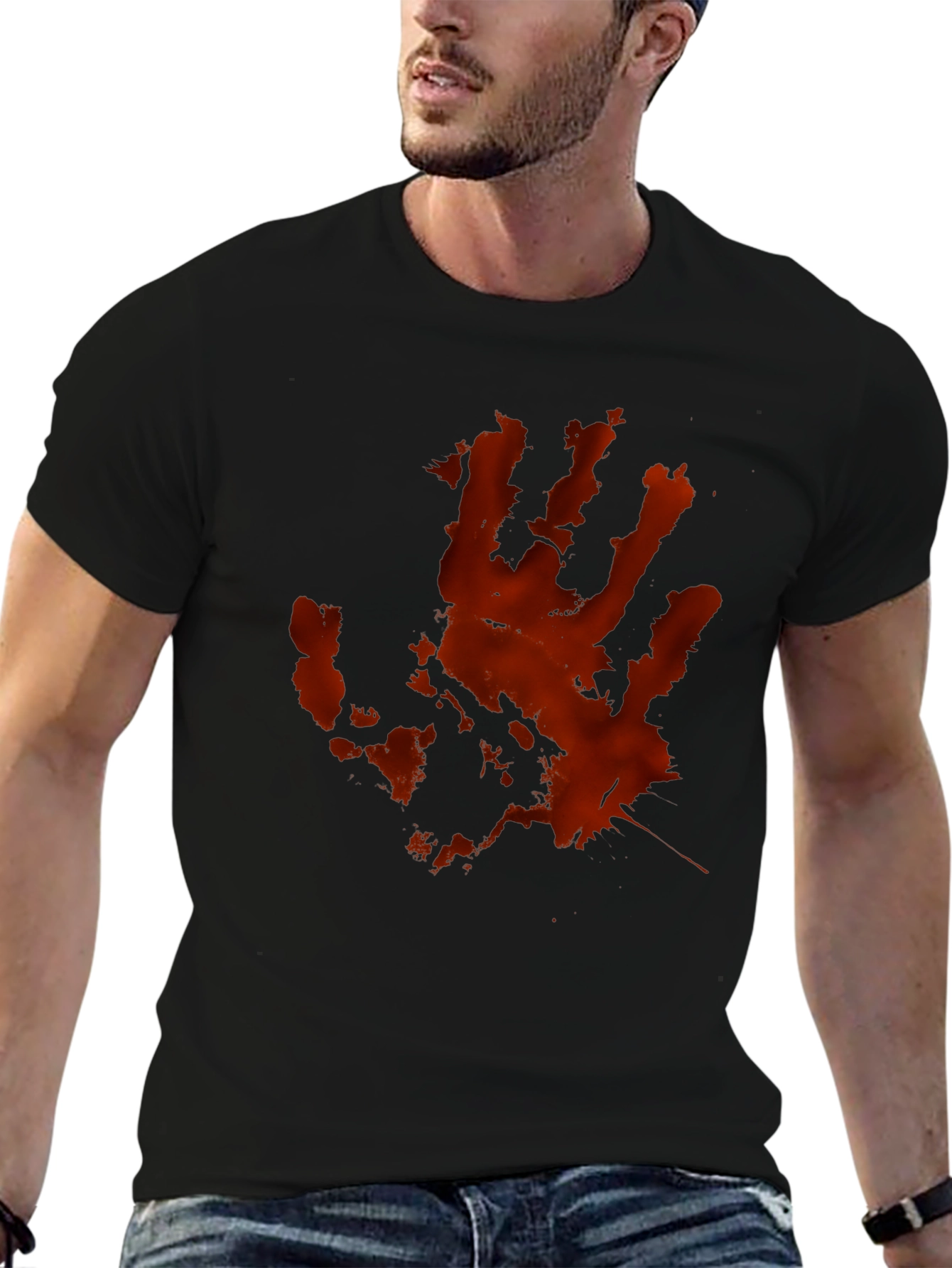 Bloody Handprint Graphic T-Shirt - Black