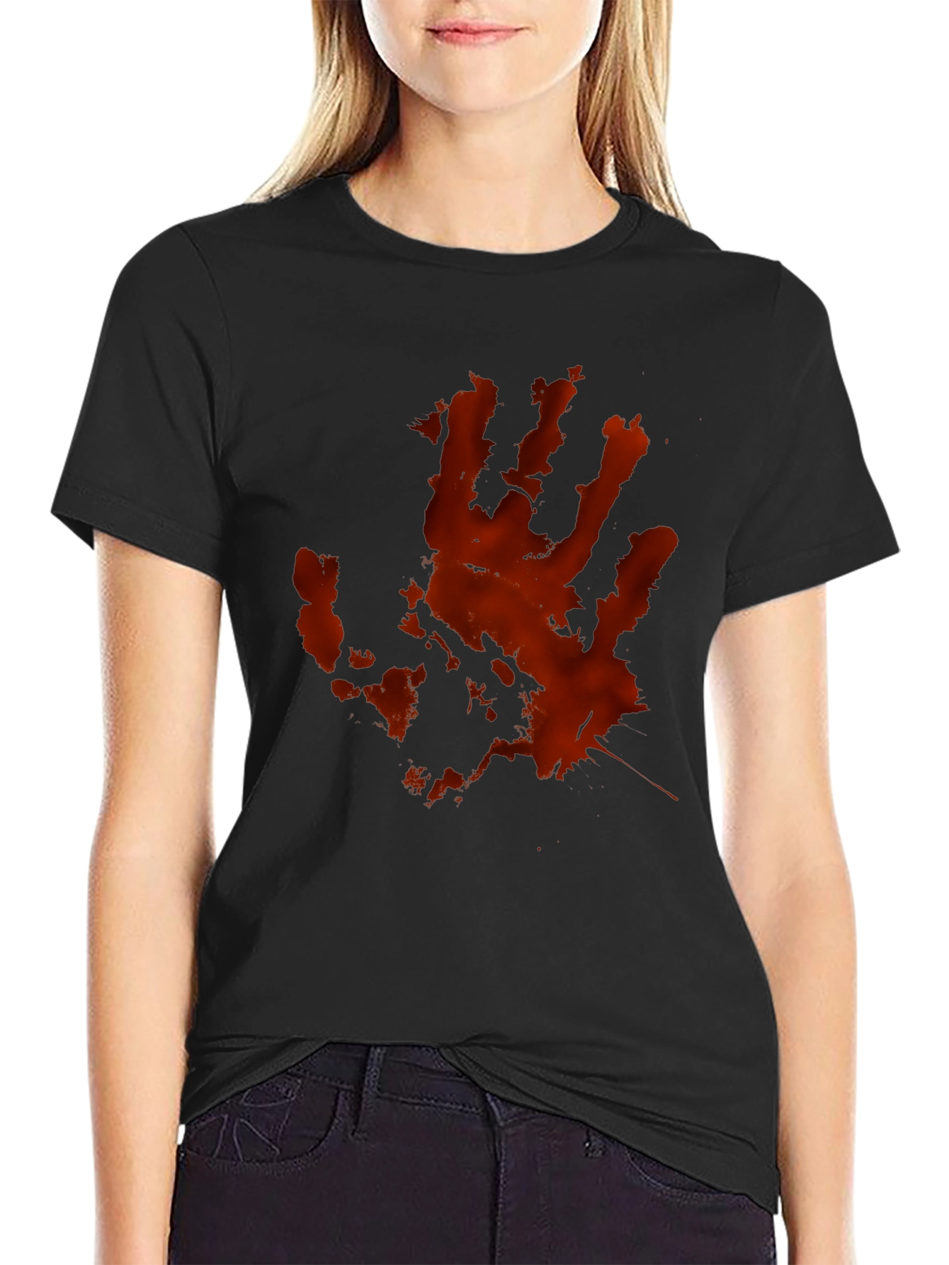 Bloody Handprint Graphic T-Shirt - Black