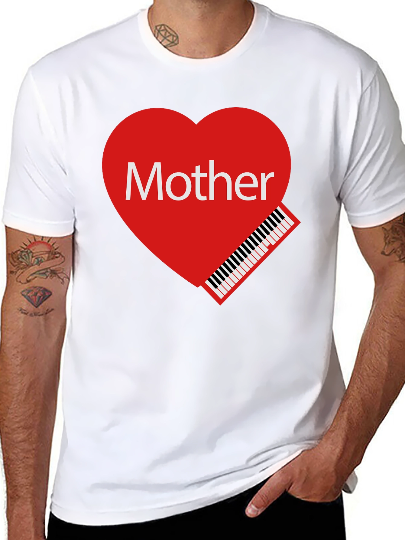 Mother Piano Heart Graphic T-Shirt - Love Your Mom!
