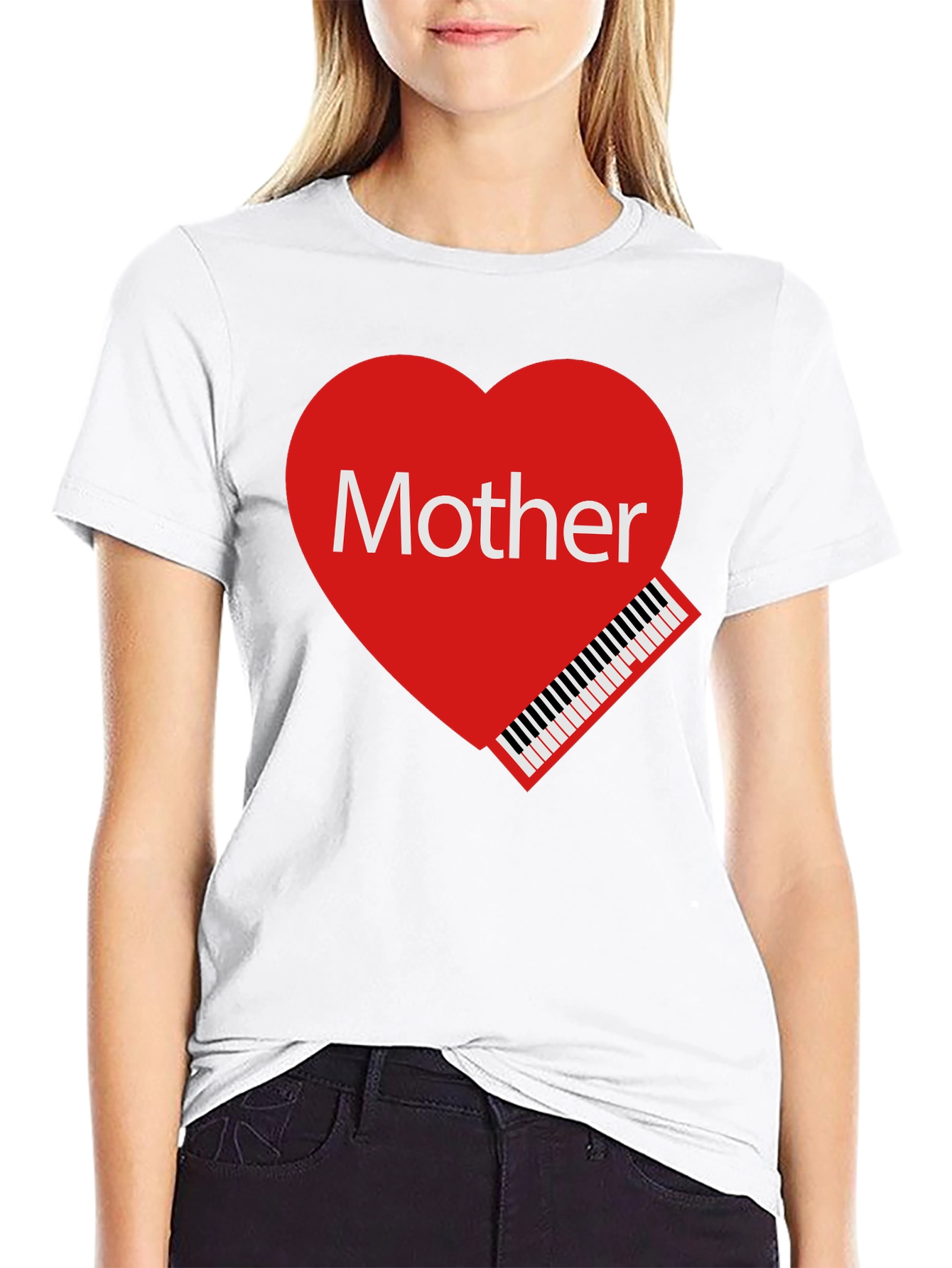 Mother Piano Heart Graphic T-Shirt - Love Your Mom!