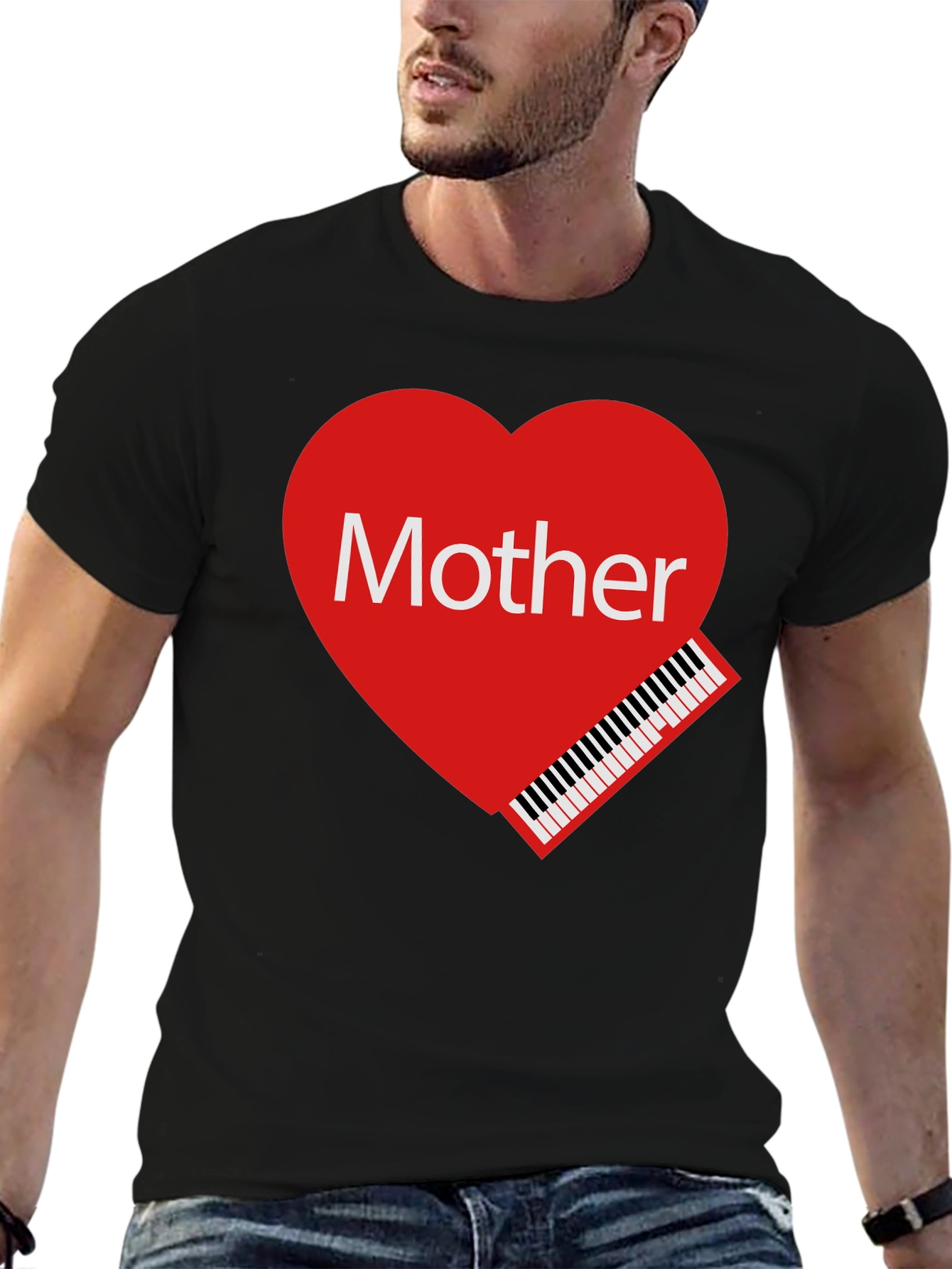 Mother Piano Heart Graphic T-Shirt - Love Your Mom!