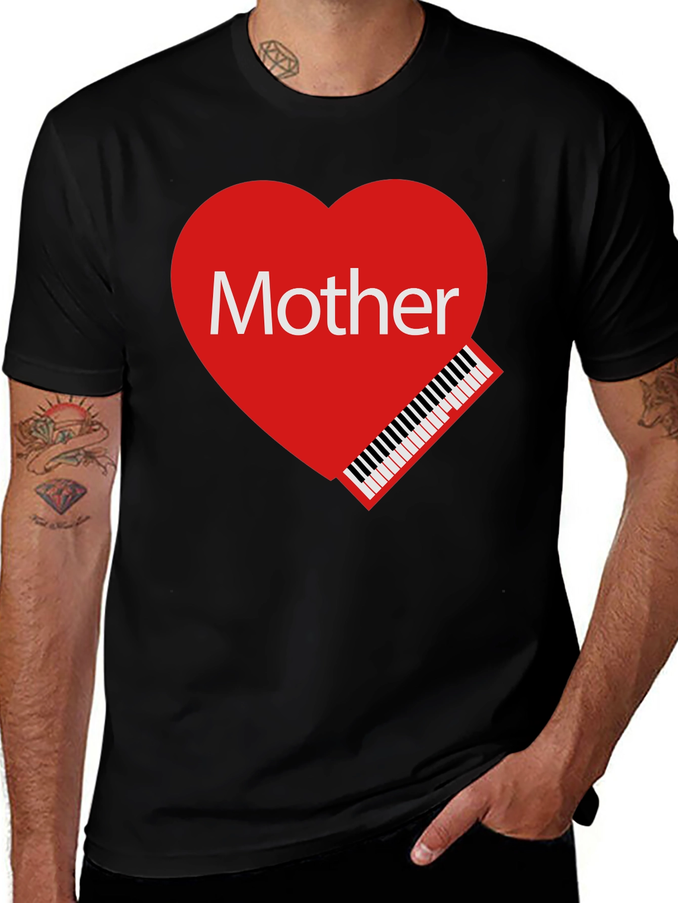 Mother Piano Heart Graphic T-Shirt - Love Your Mom!