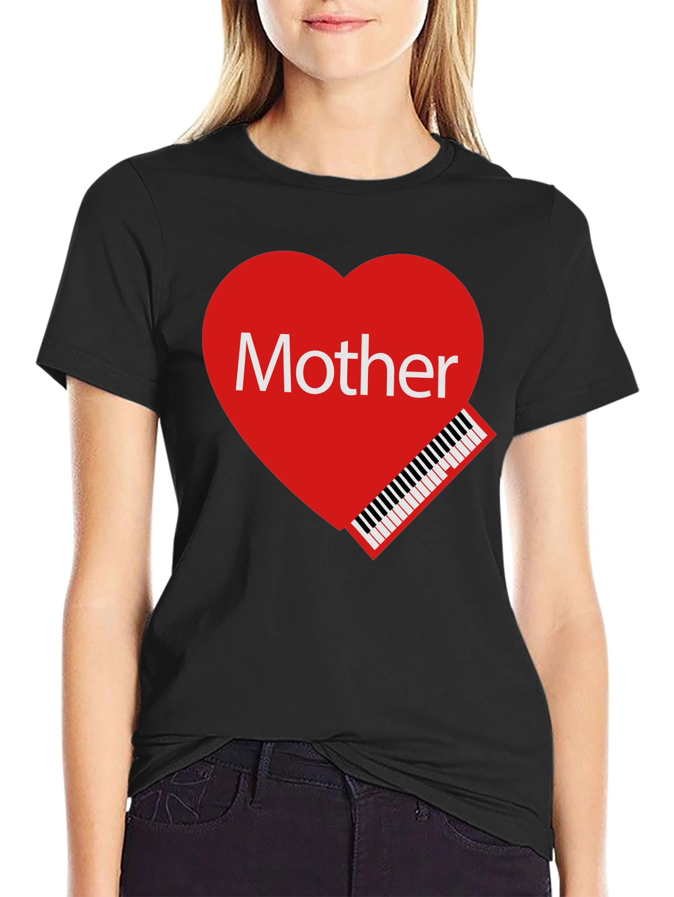 Mother Piano Heart Graphic T-Shirt - Love Your Mom!
