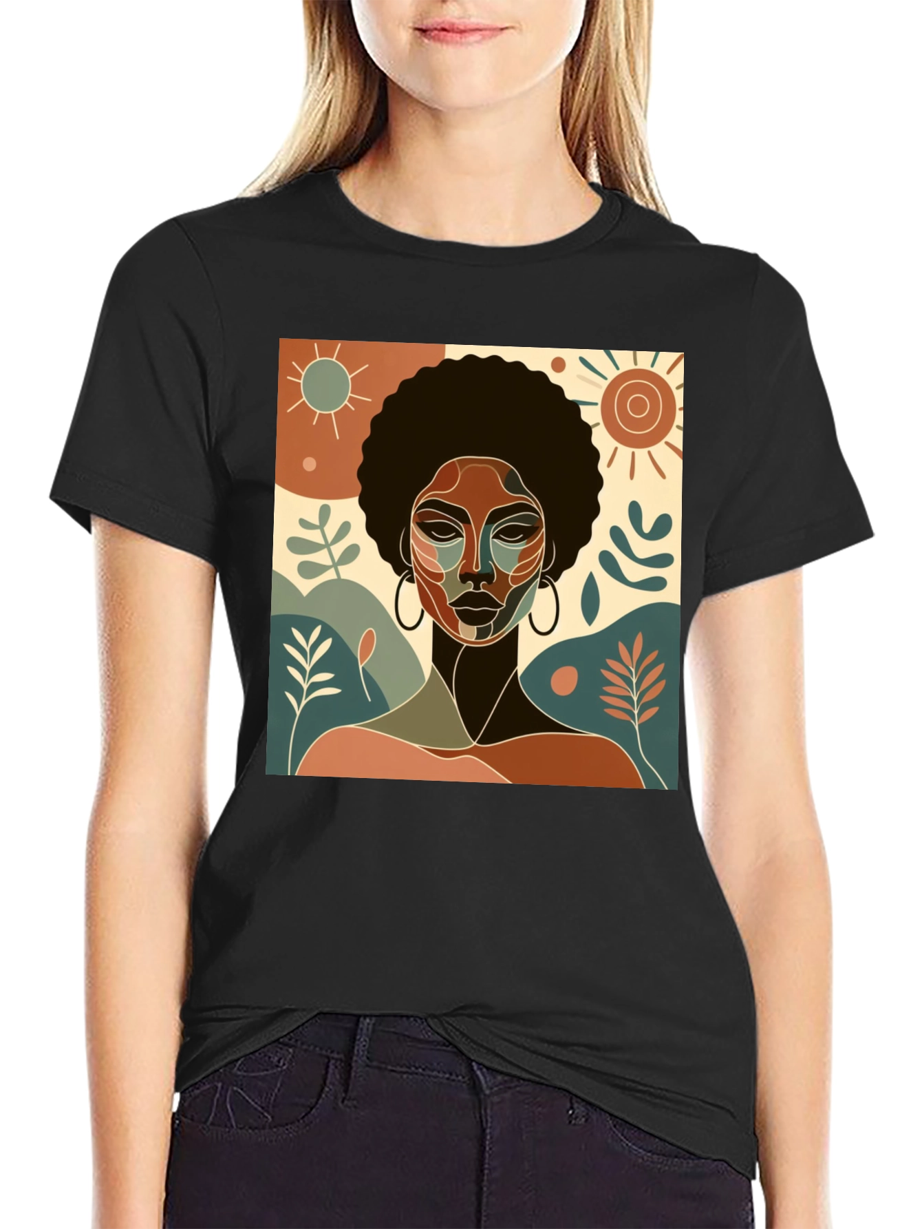 Abstract Afro Woman Graphic T-Shirt