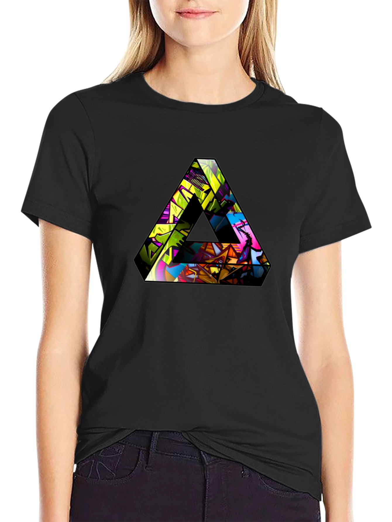 Abstract Triangle Graphic T-Shirt - Mens Black Tee