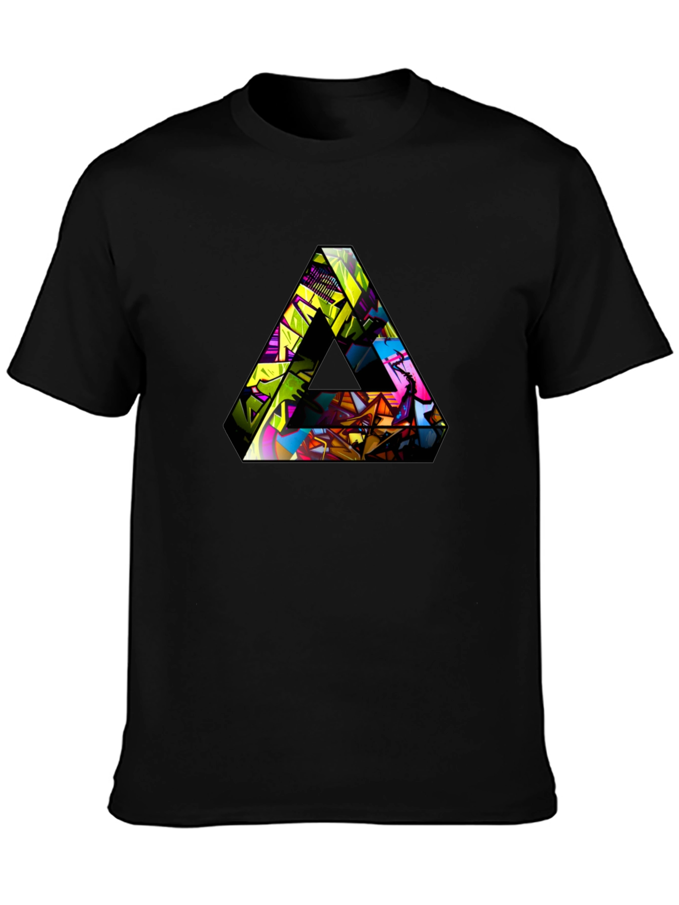 Abstract Triangle Graphic T-Shirt - Mens Black Tee
