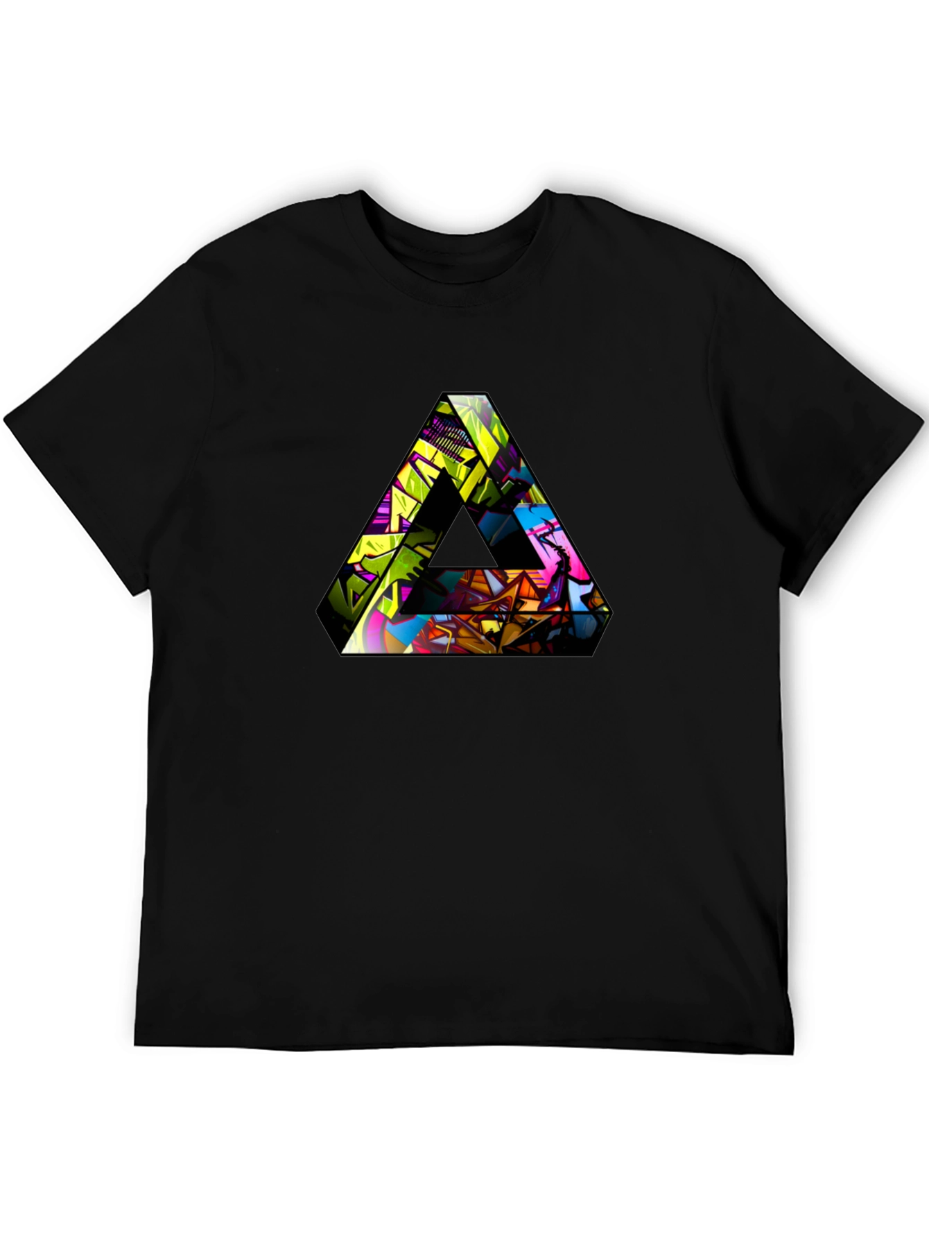 Abstract Triangle Graphic T-Shirt - Mens Black Tee