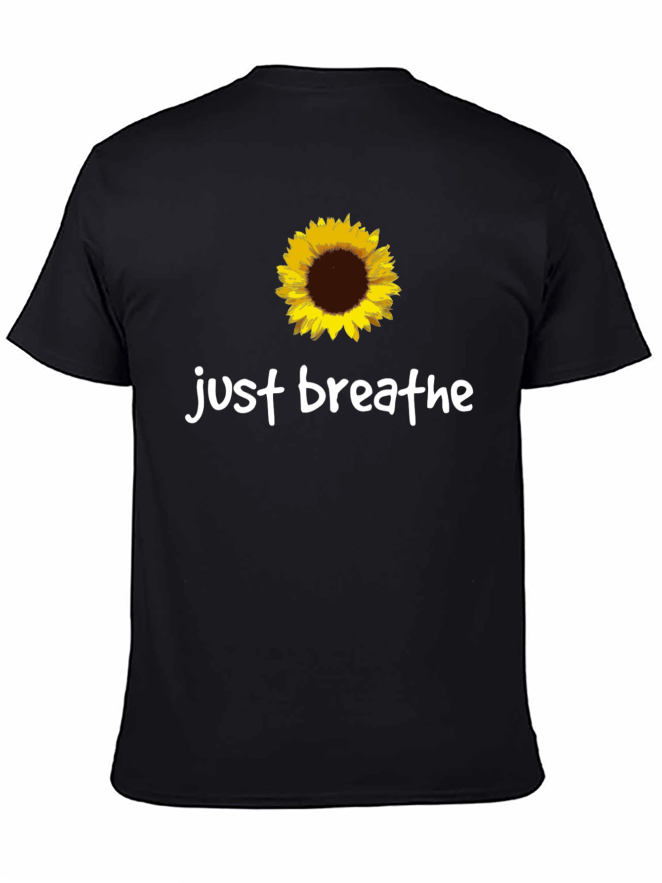 Just Breathe Sunflower Graphic Tee - Black