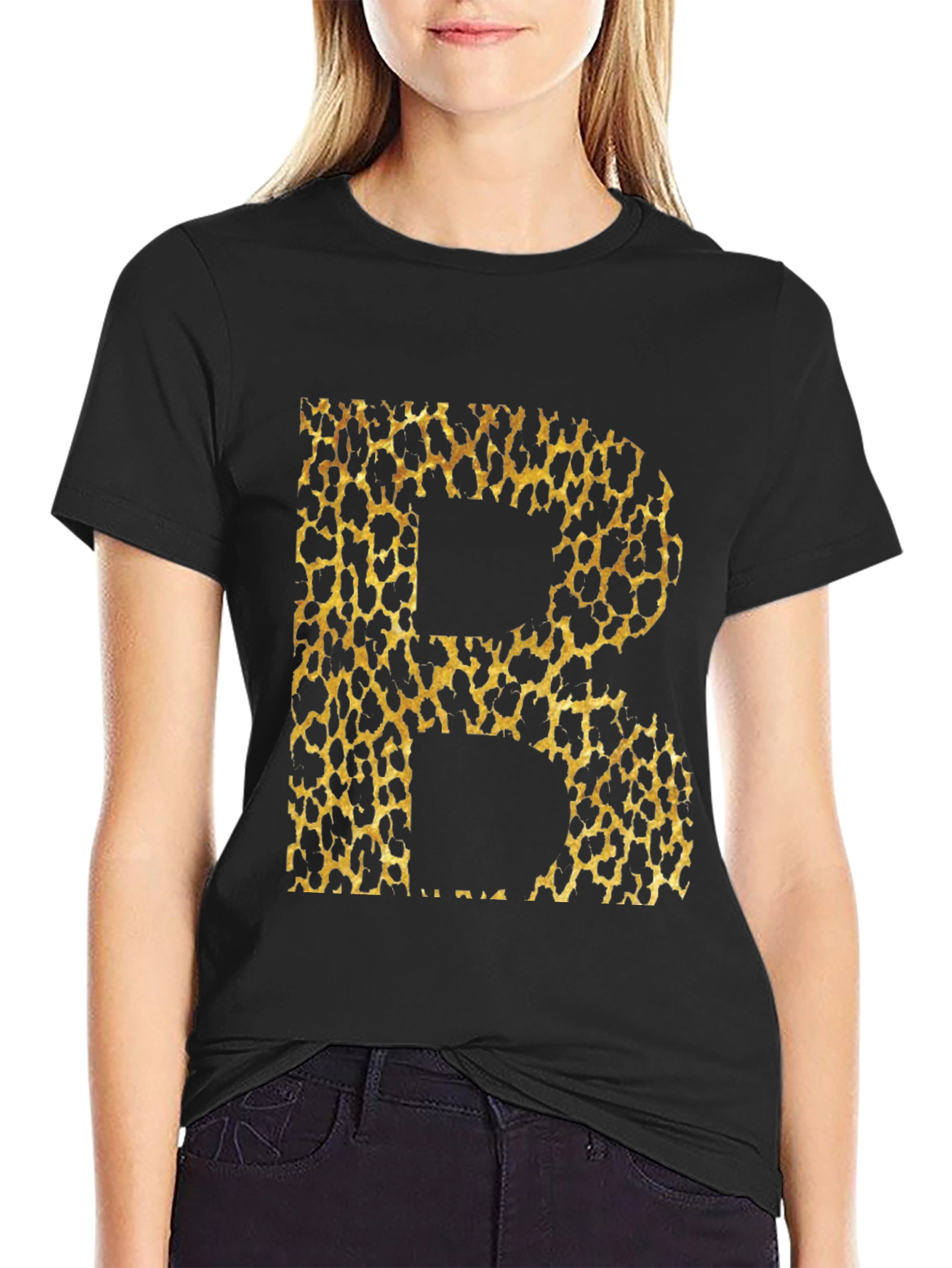 Leopard Print Initial B Graphic Tee