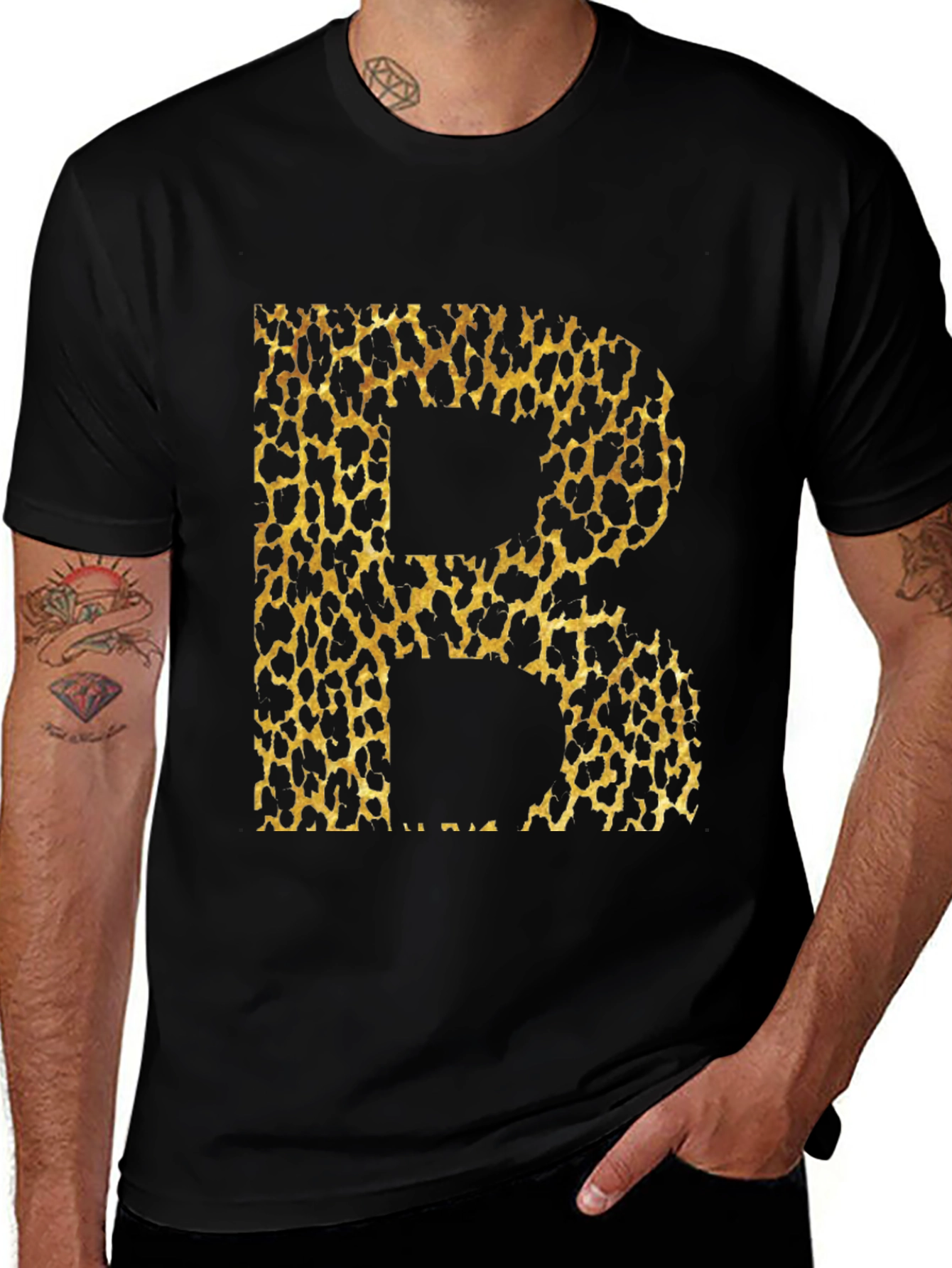 Leopard Print Initial B Graphic Tee